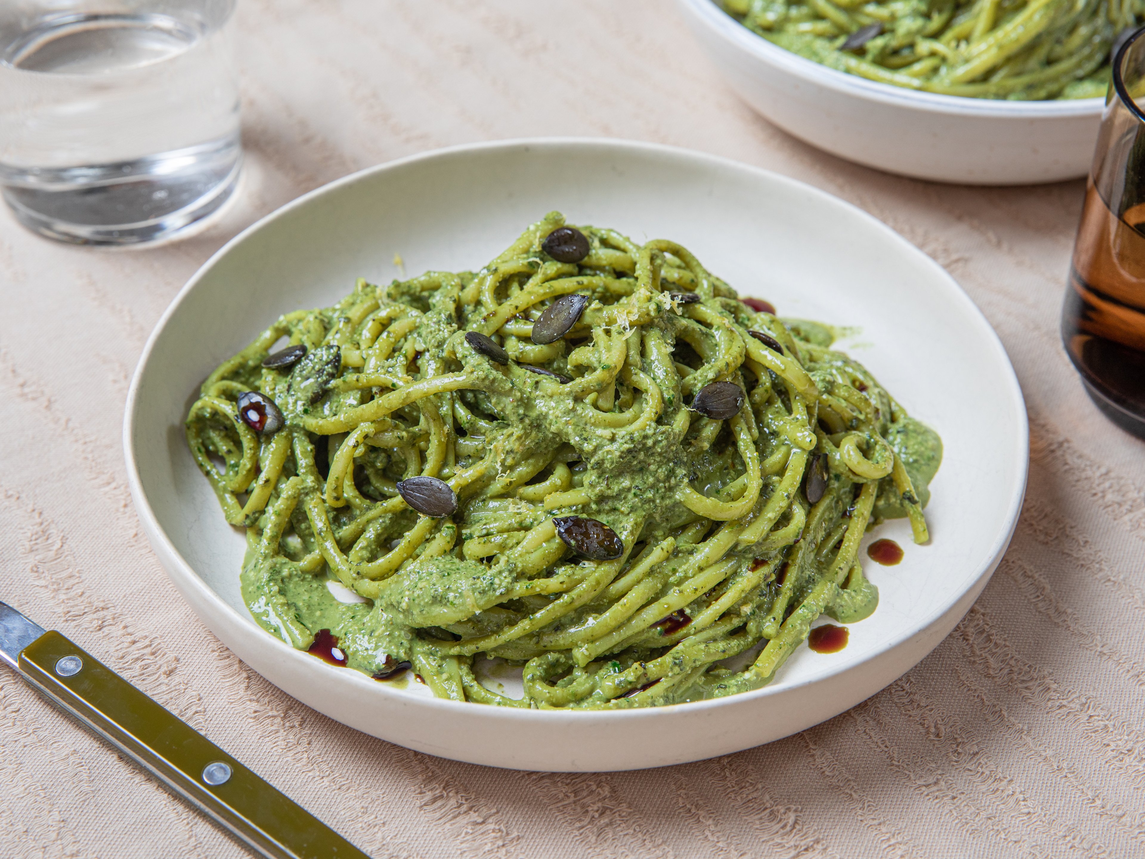 Pasta with pumpkin seed pesto