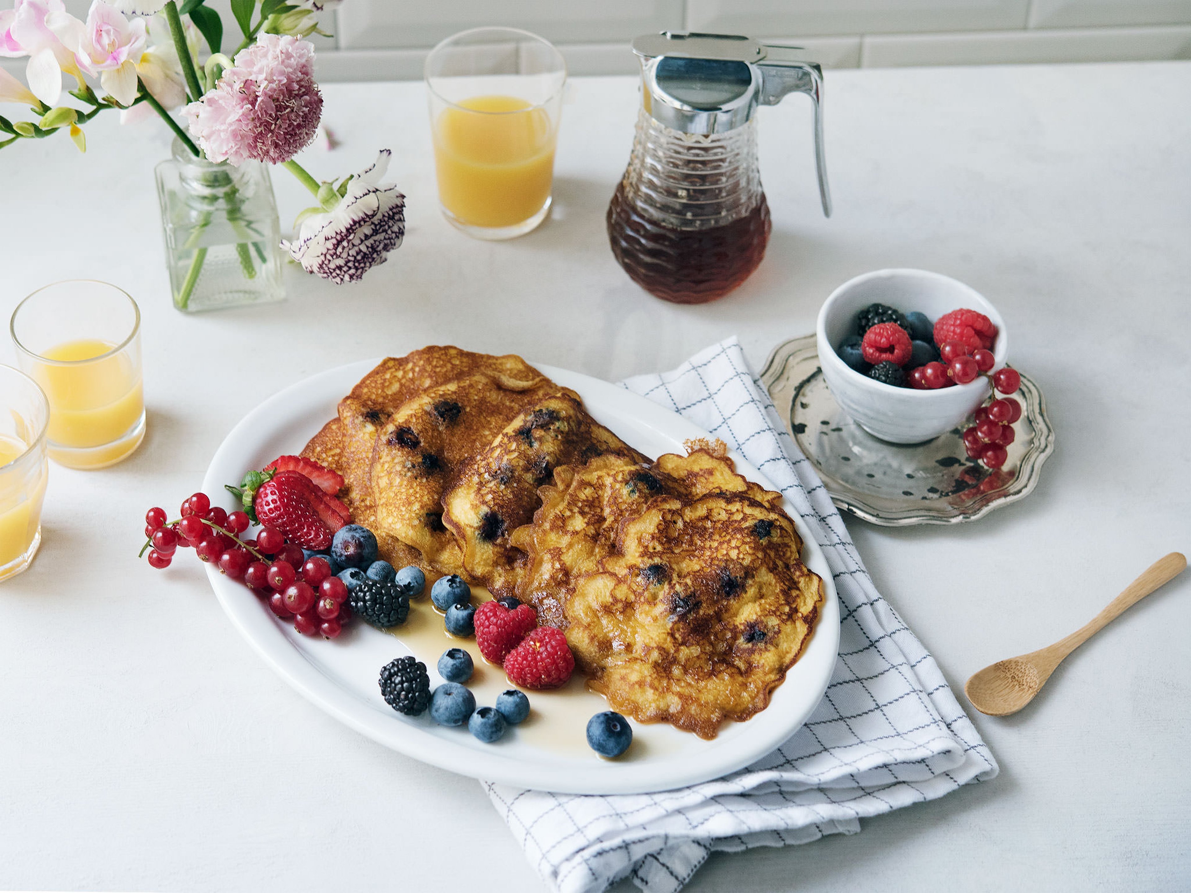 Gluten free pumpkin blueberry pancakes