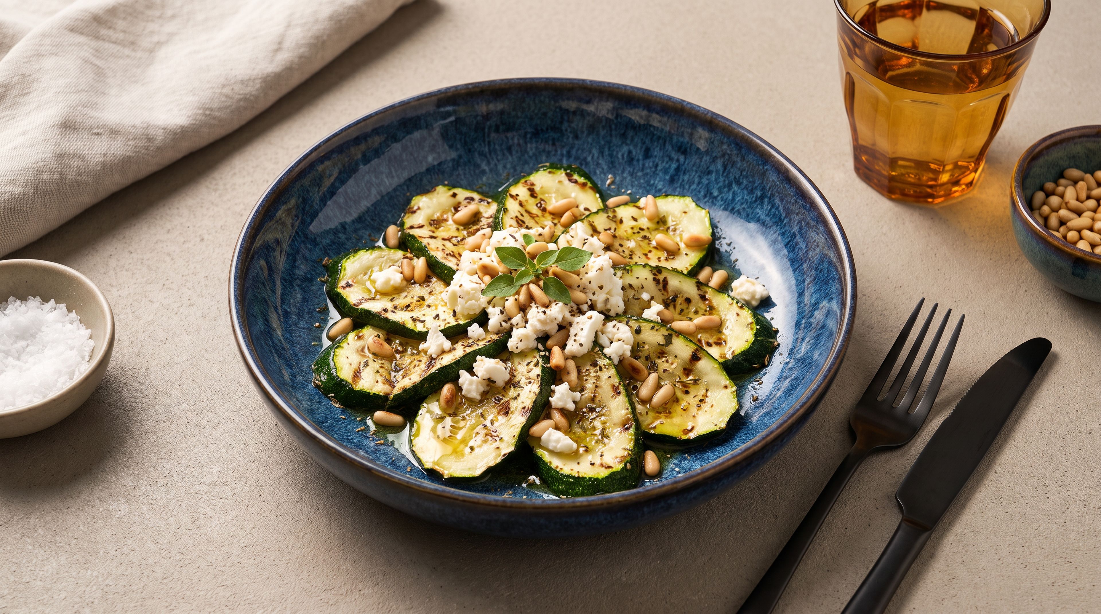 Zucchini vom Grill mit Feta und Kräutern richtig zubereiten