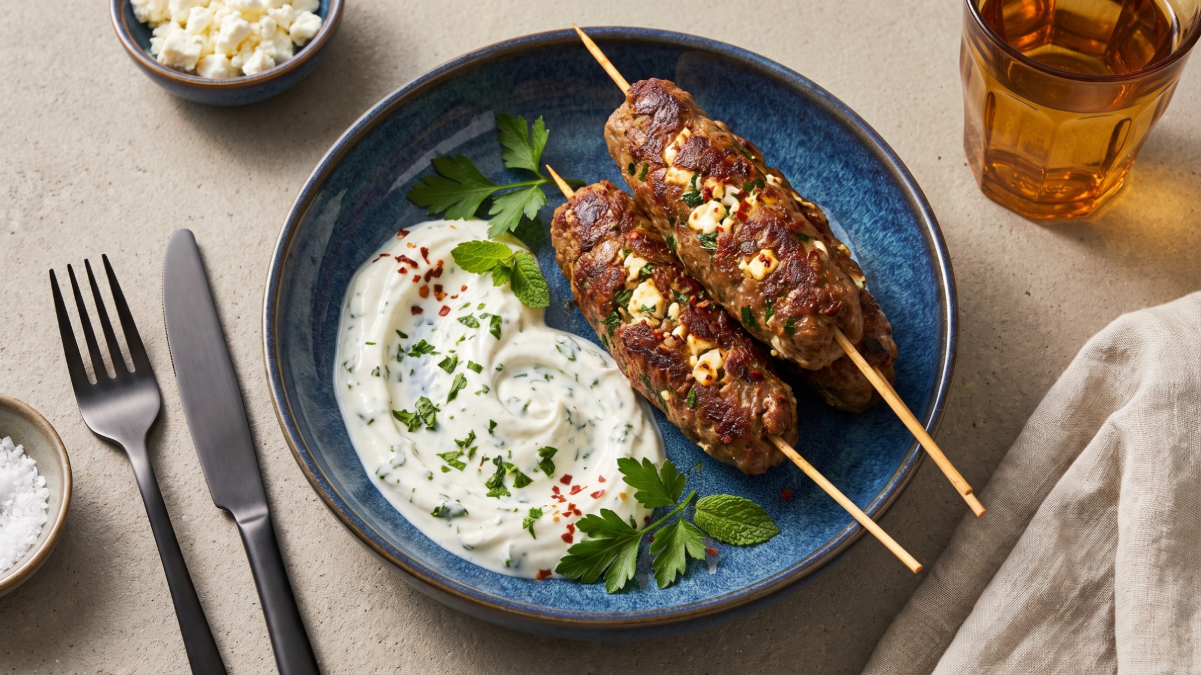 Würzige Lamm-Köfte mit Feta aus der Heißluftfritteuse