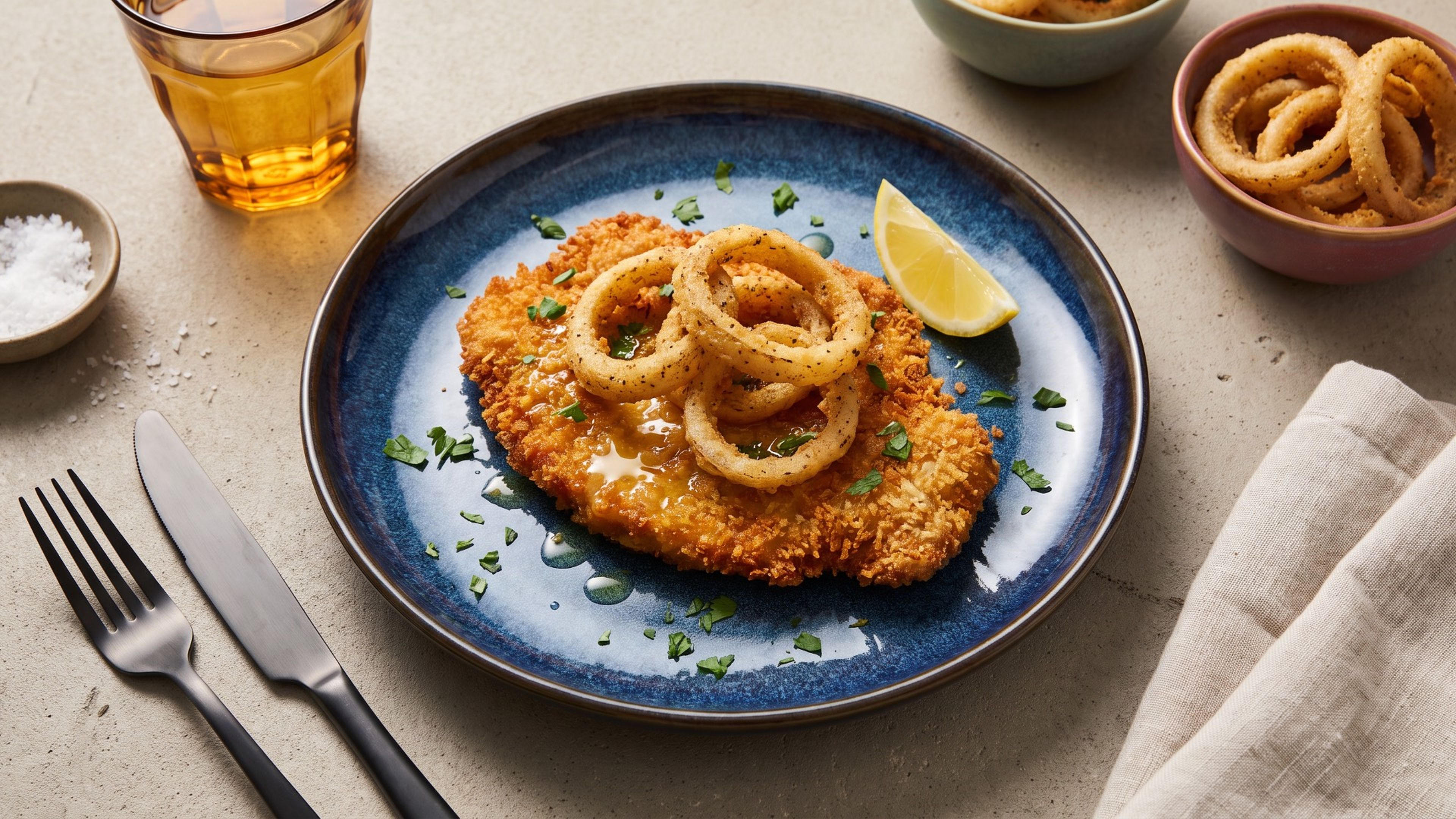 Knuspriges Zwiebelschnitzel aus der Heißluftfritteuse