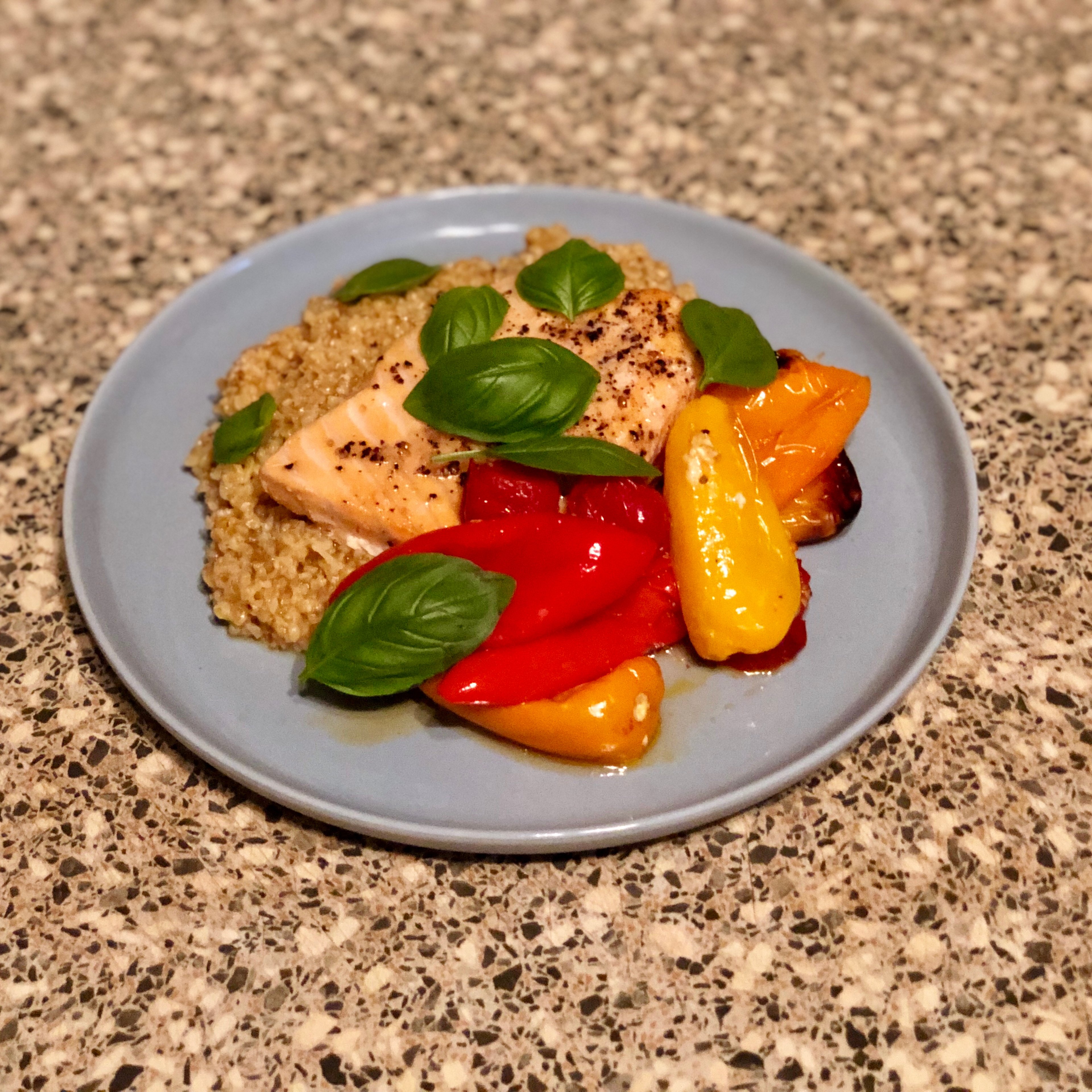Salmon With Bulgur, Mini Bell Peppers & Cherry Tomatoes