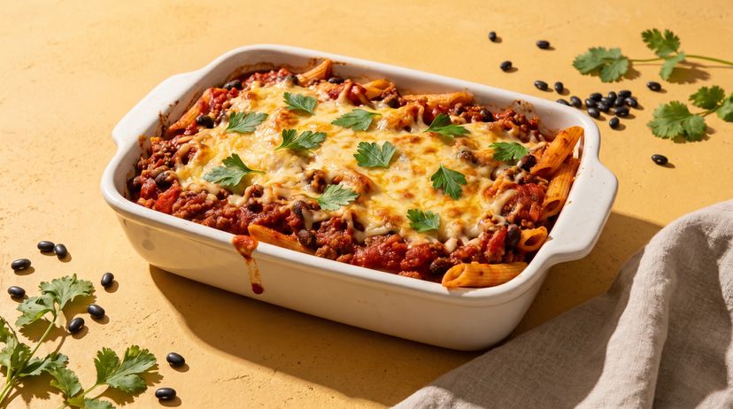 Herzhafter Chili-con-Carne-Nudelauflauf mit viel Käse
