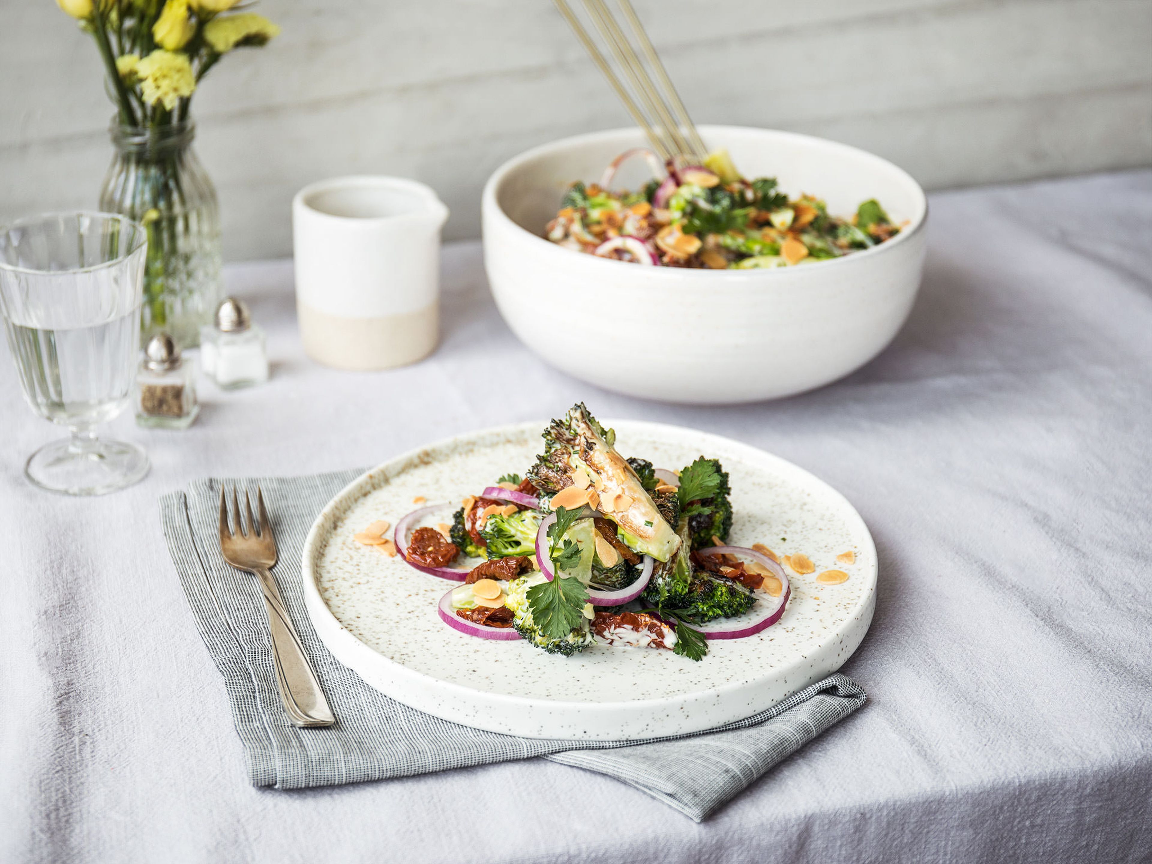 Charred broccoli salad with ranch dressing