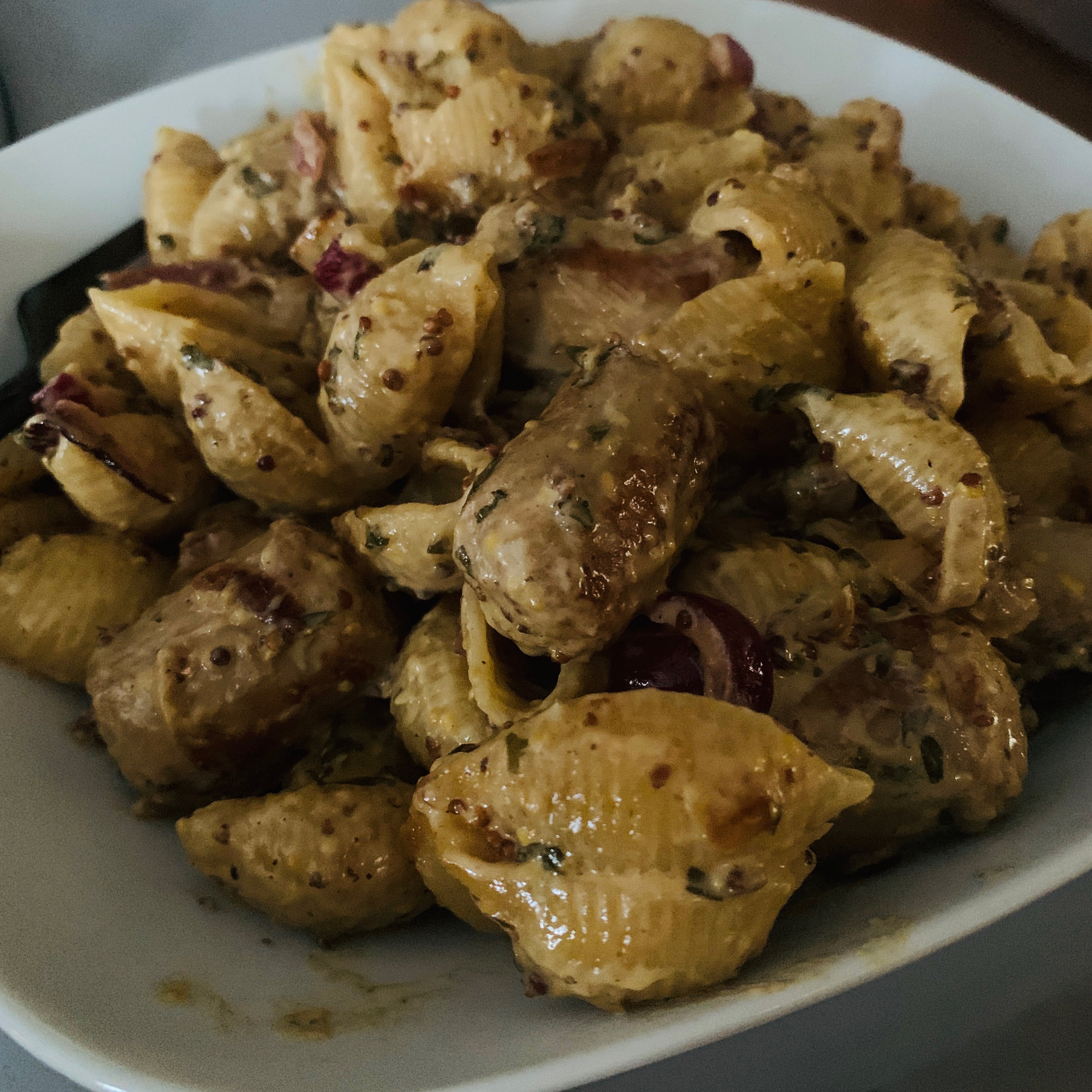 Sausage & Pasta with Mustard Sauce