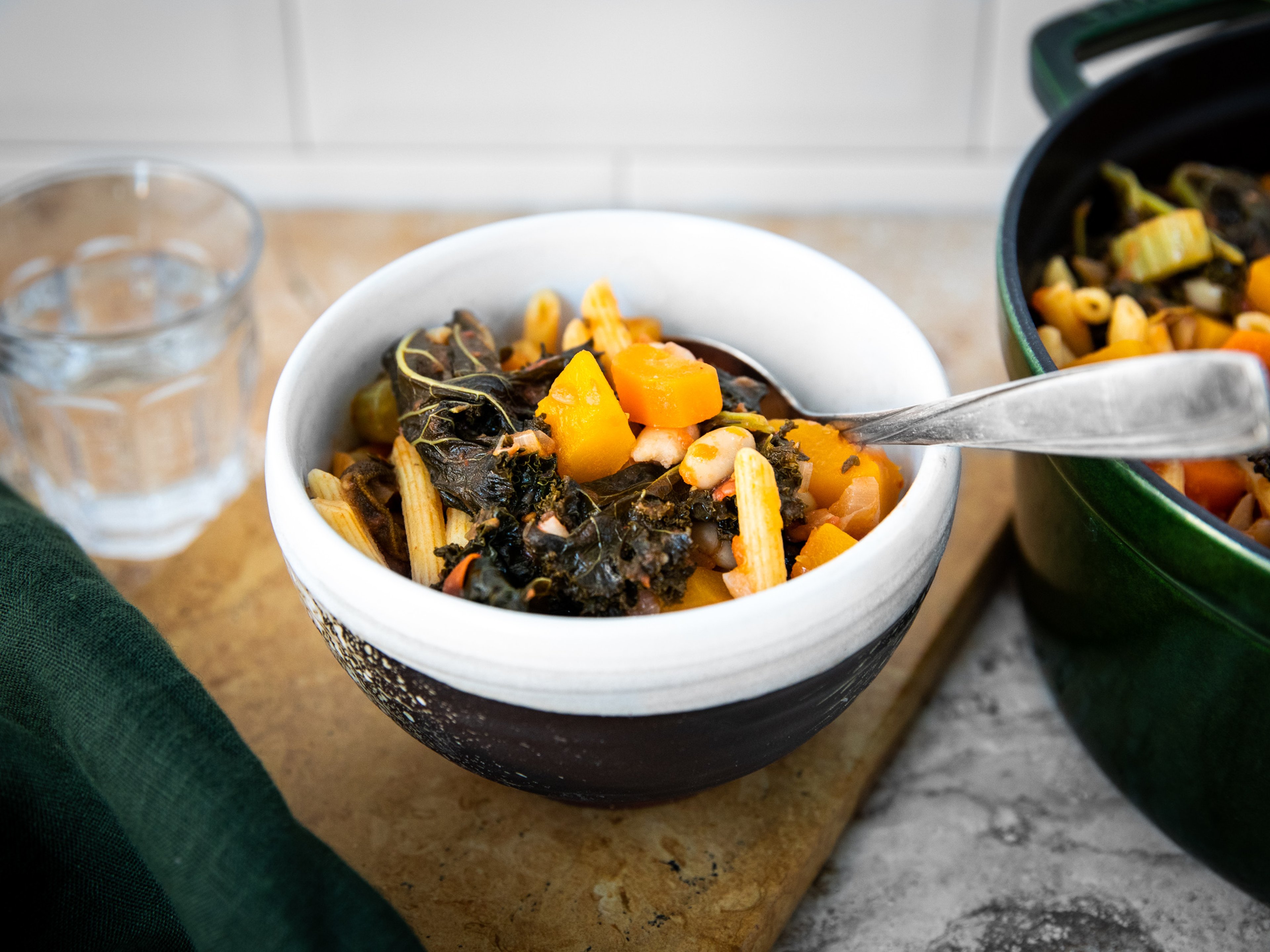 Winter minestrone with kale and pumpkin