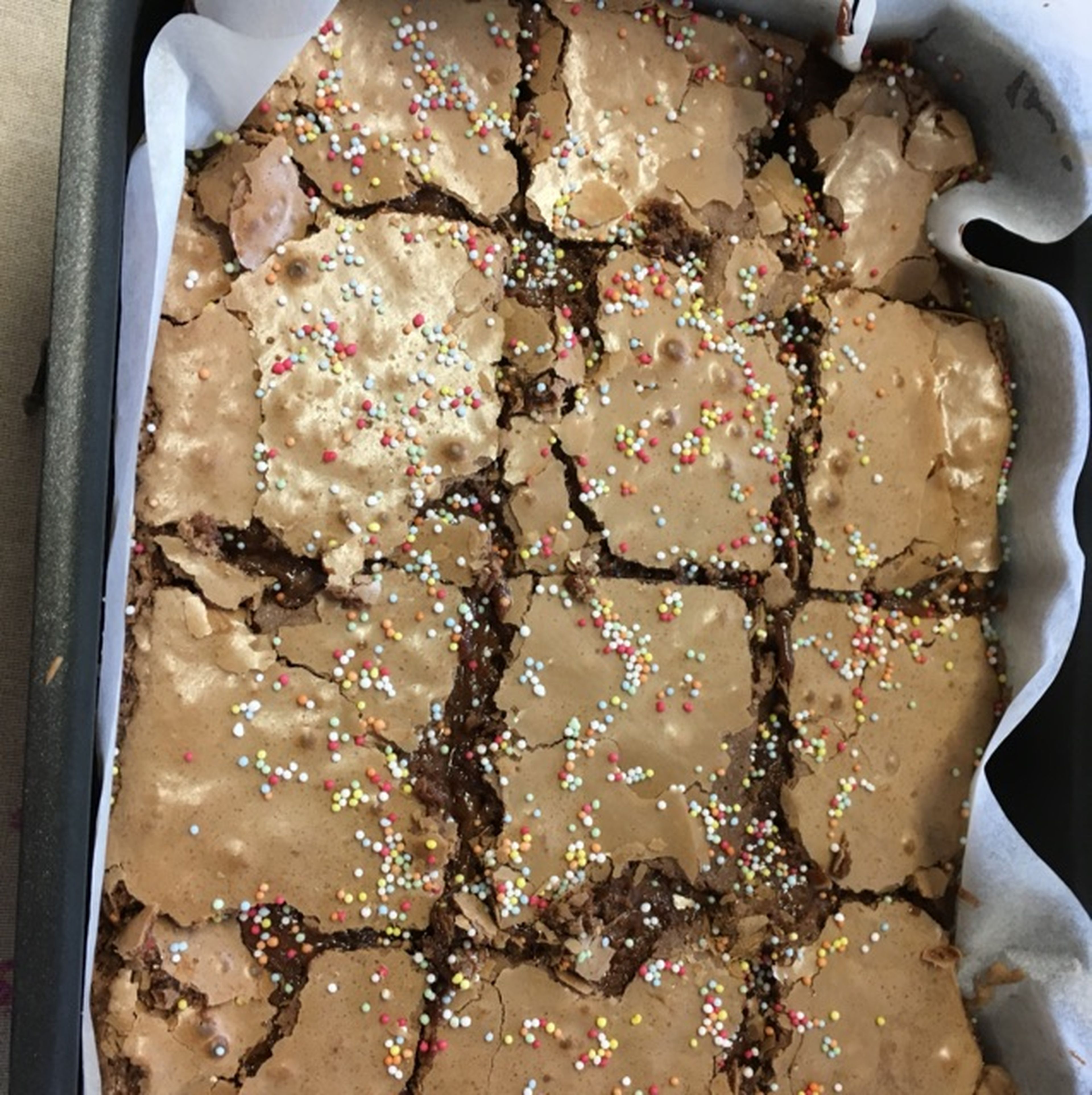 Kids' party chocolate cake with sprinkles