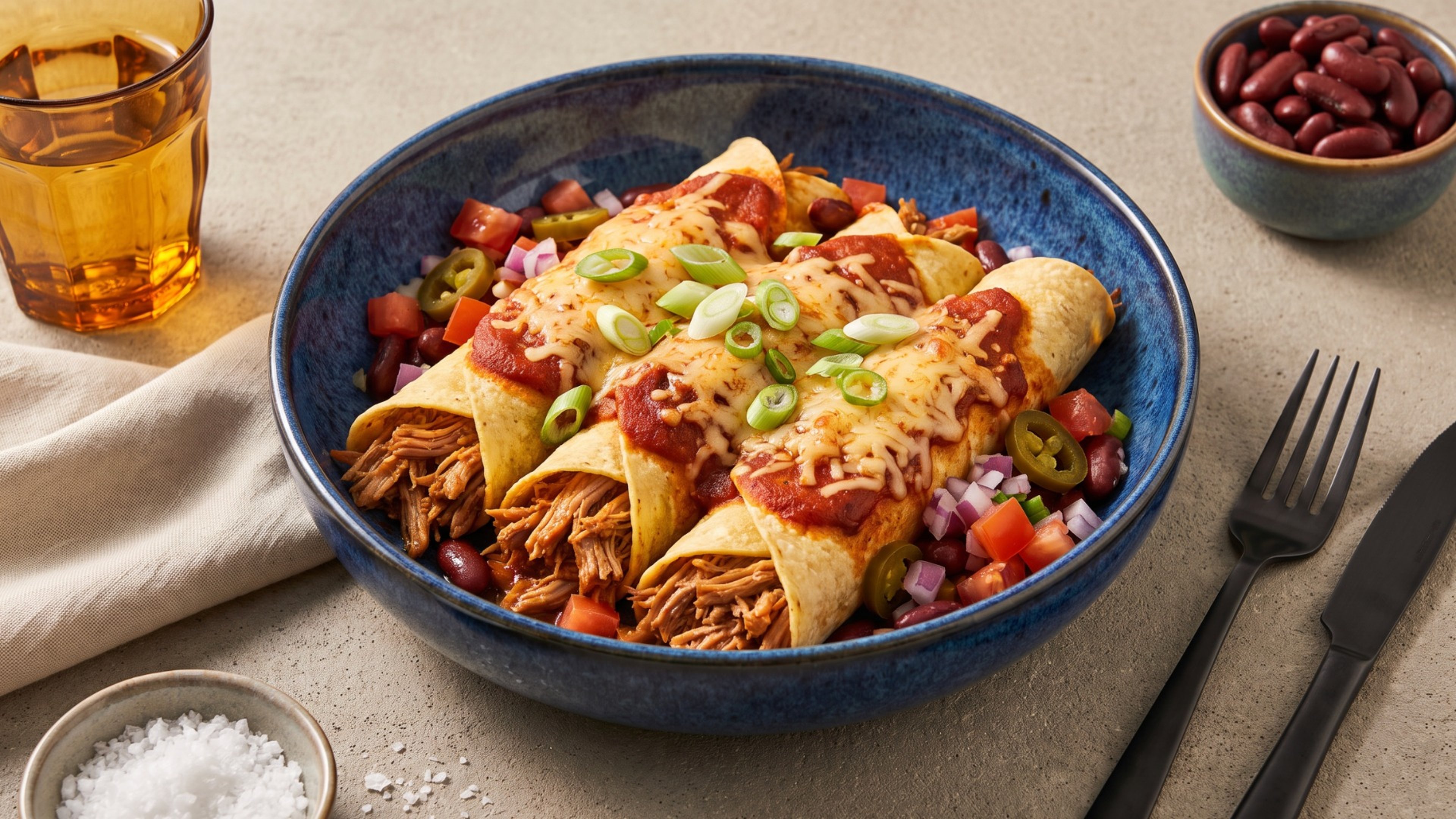 Überbackene Enchiladas mit saftigem Pulled Pork