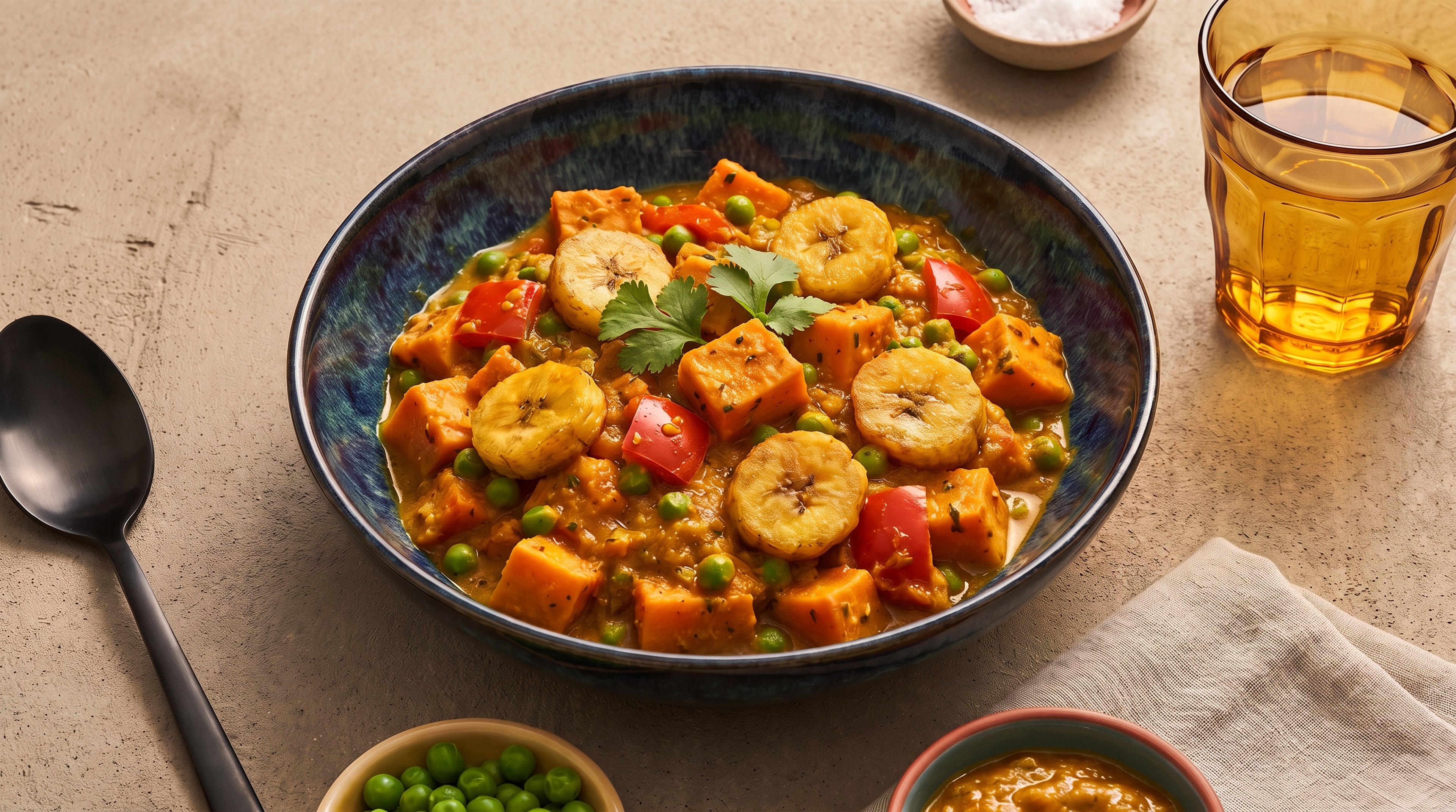 Dieses Curry enthält eine besondere Zutat: Hast du schon mal Kochbanane probiert?