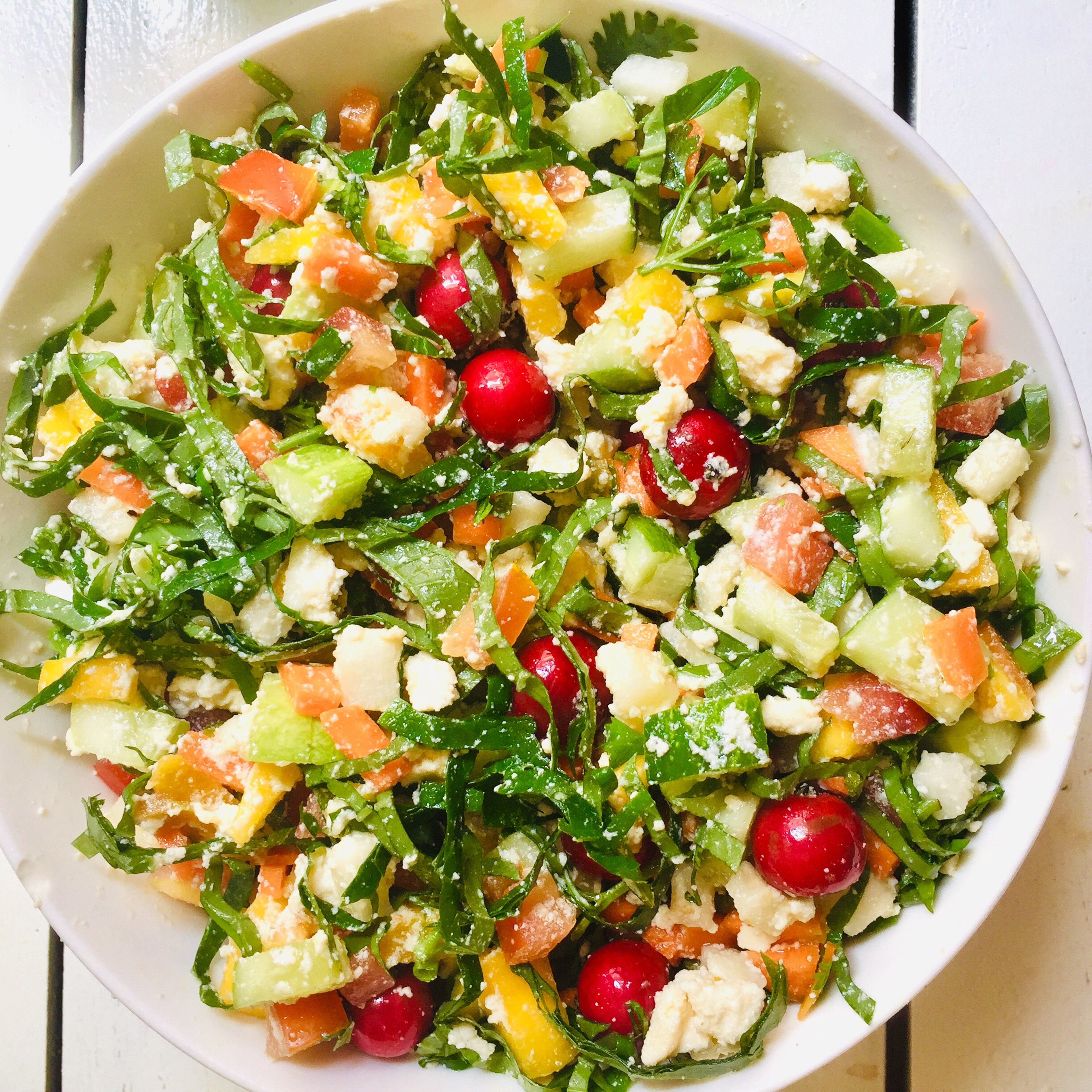 Colorful spring bloom salad