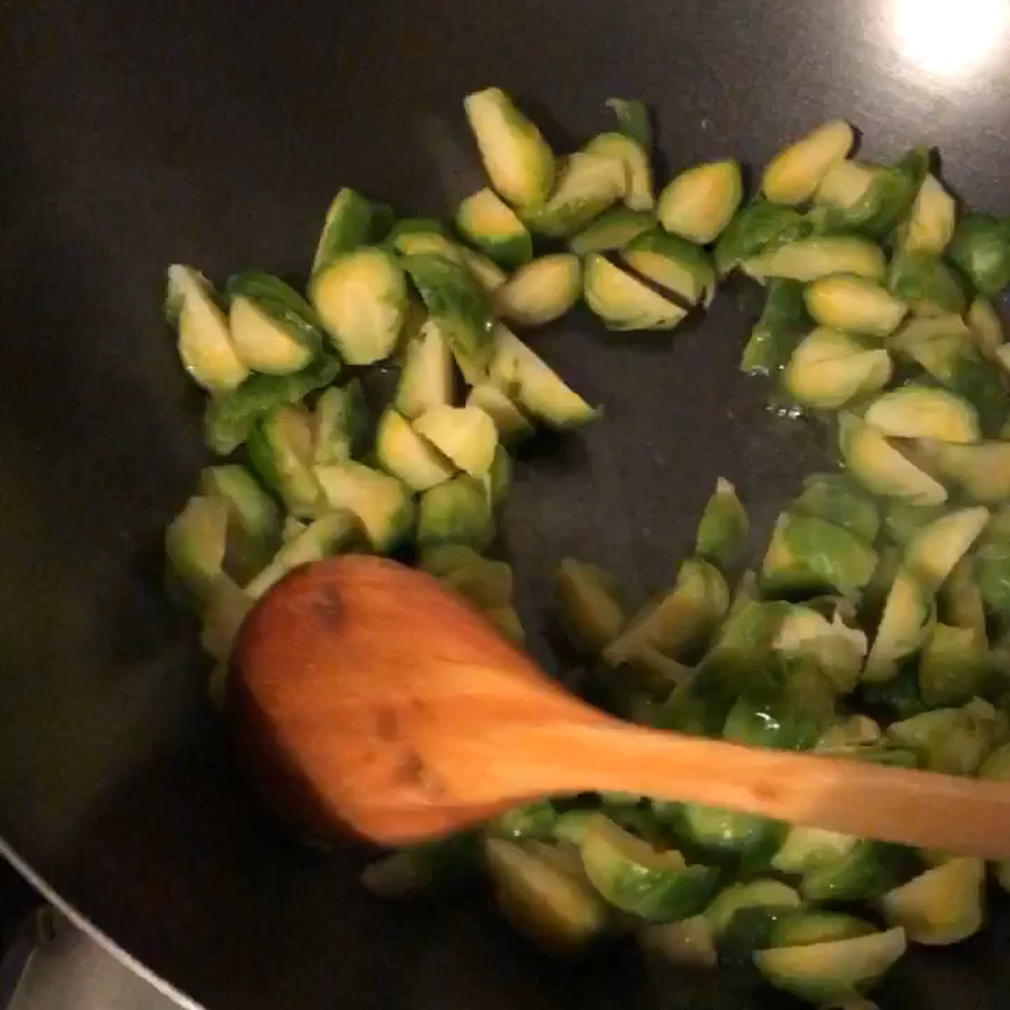 Cook the Brussels sprouts on butter about 4-6 minutes on medium heat.