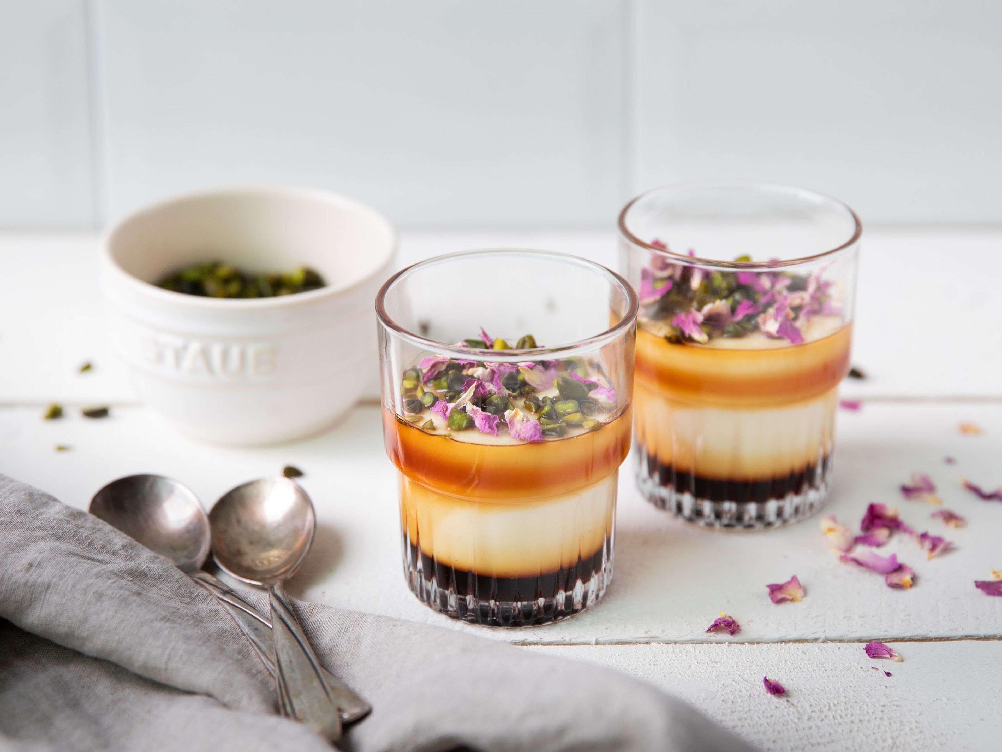 Malabi (Milk pudding) with pomegranate syrup