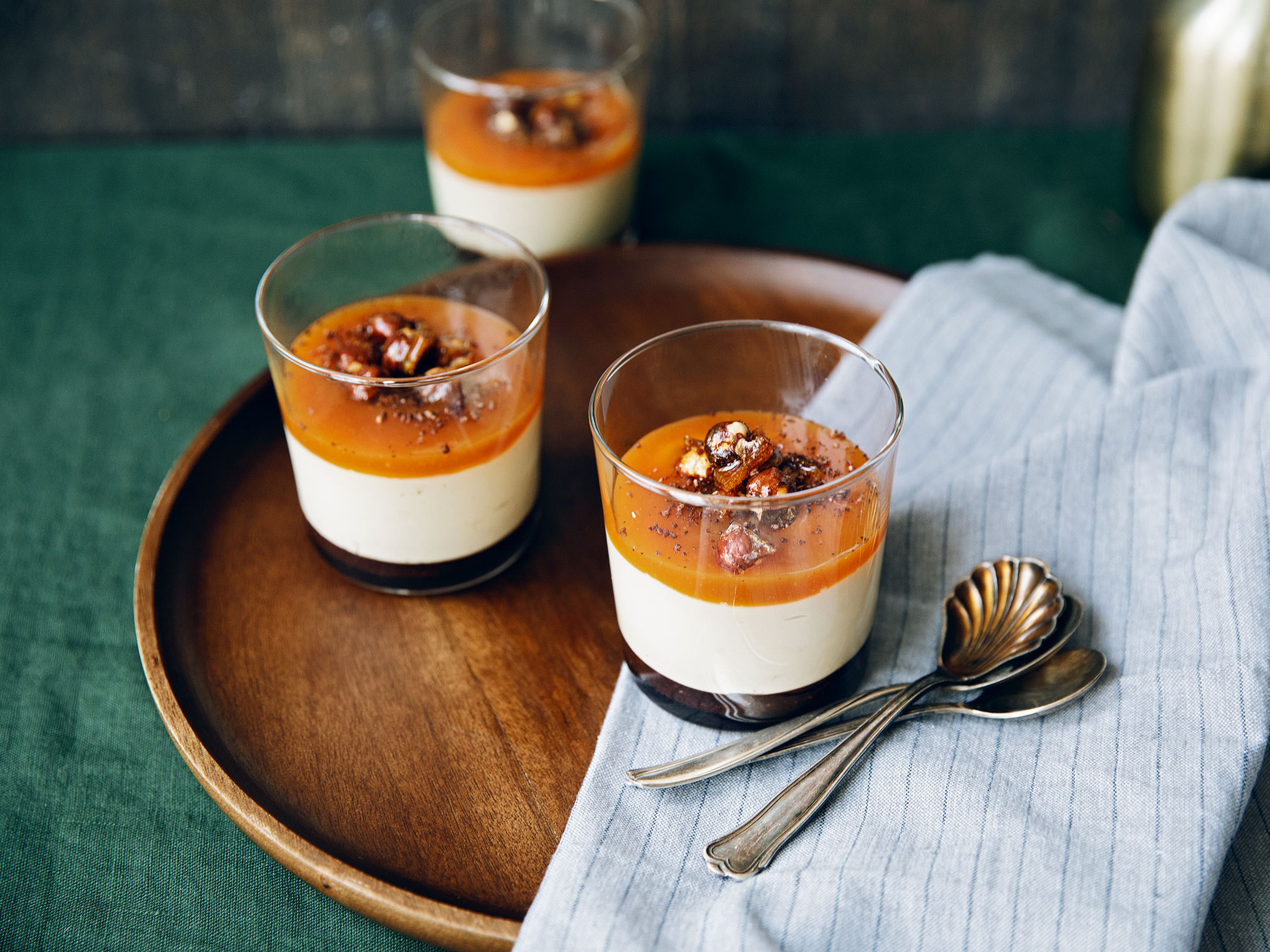 Salted caramel budino with hazelnut praline