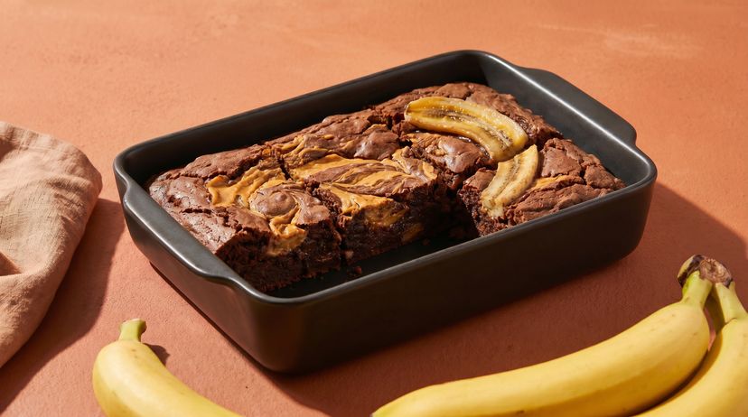 Saftige vegane Brownies mit Banane und Erdnussbutter