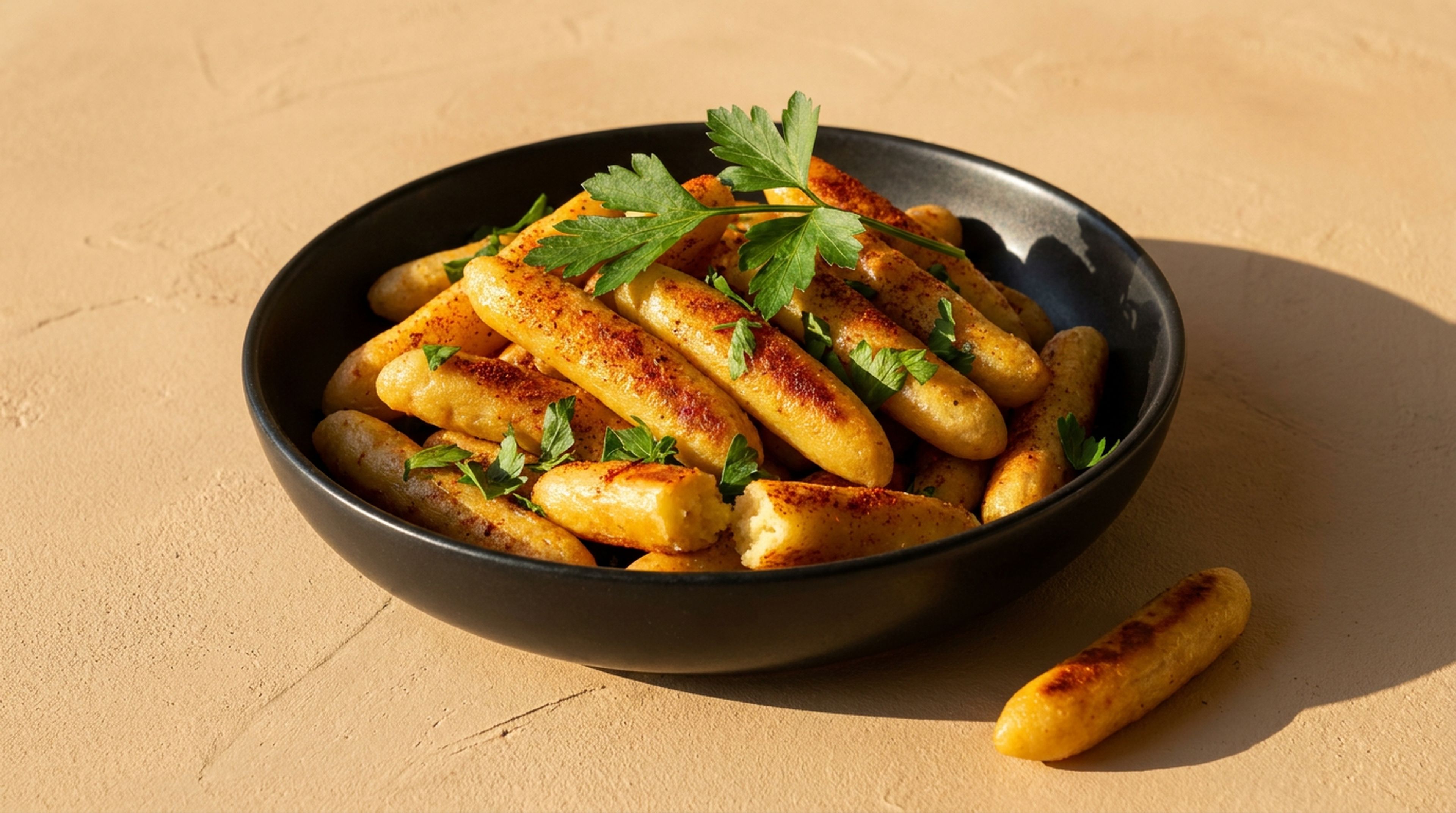 Knusprige Fritten aus Kloßteig im Airfryer zubereiten