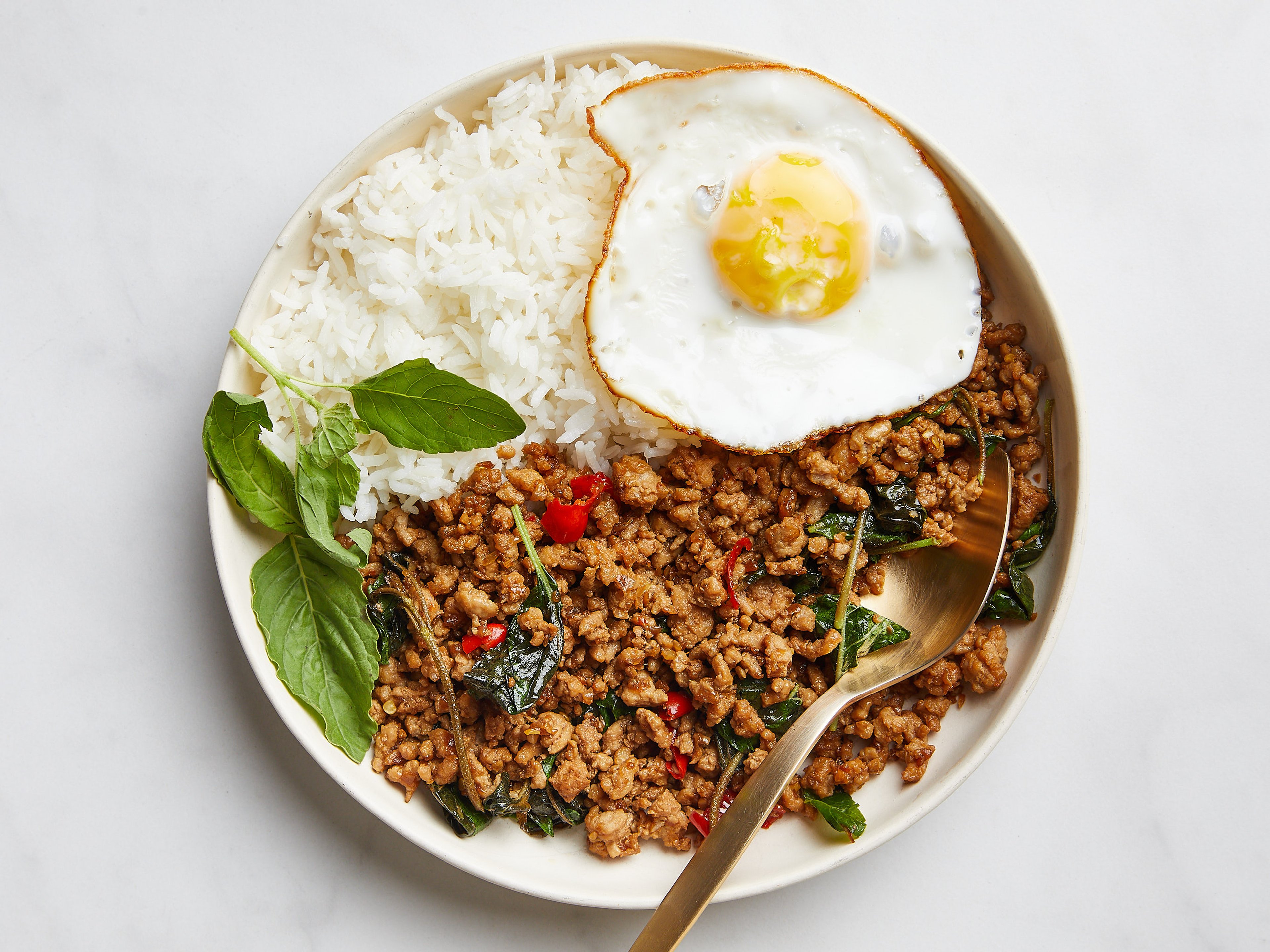 Pad kra pao (Thai holy basil and pork stir-fry)