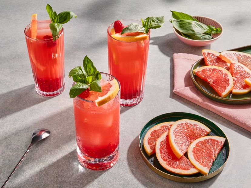 Pink Grapefruit Basil Mocktail
