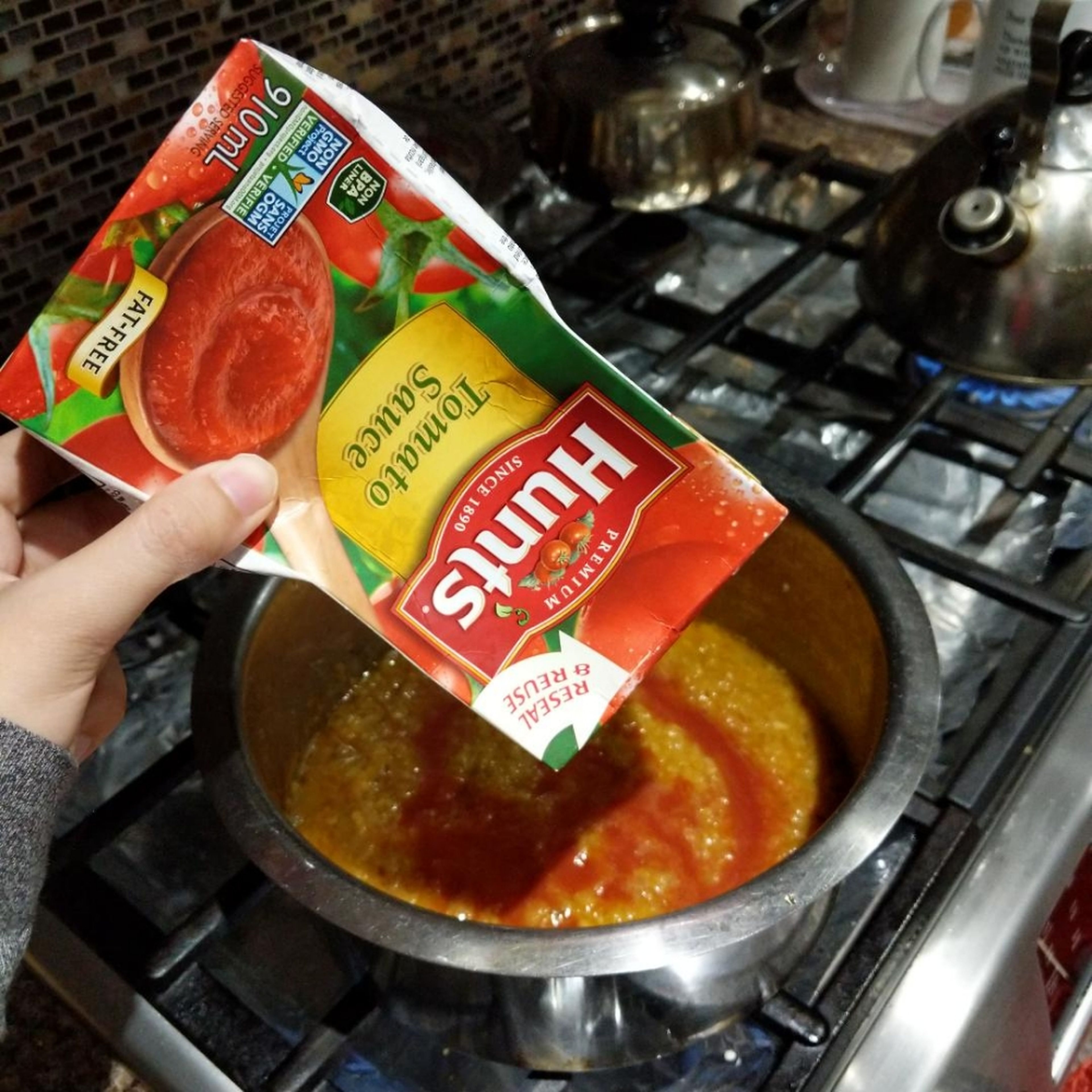 When your mixture starts to release oil, add tomato paste. Cook on medium-low for 10 min
