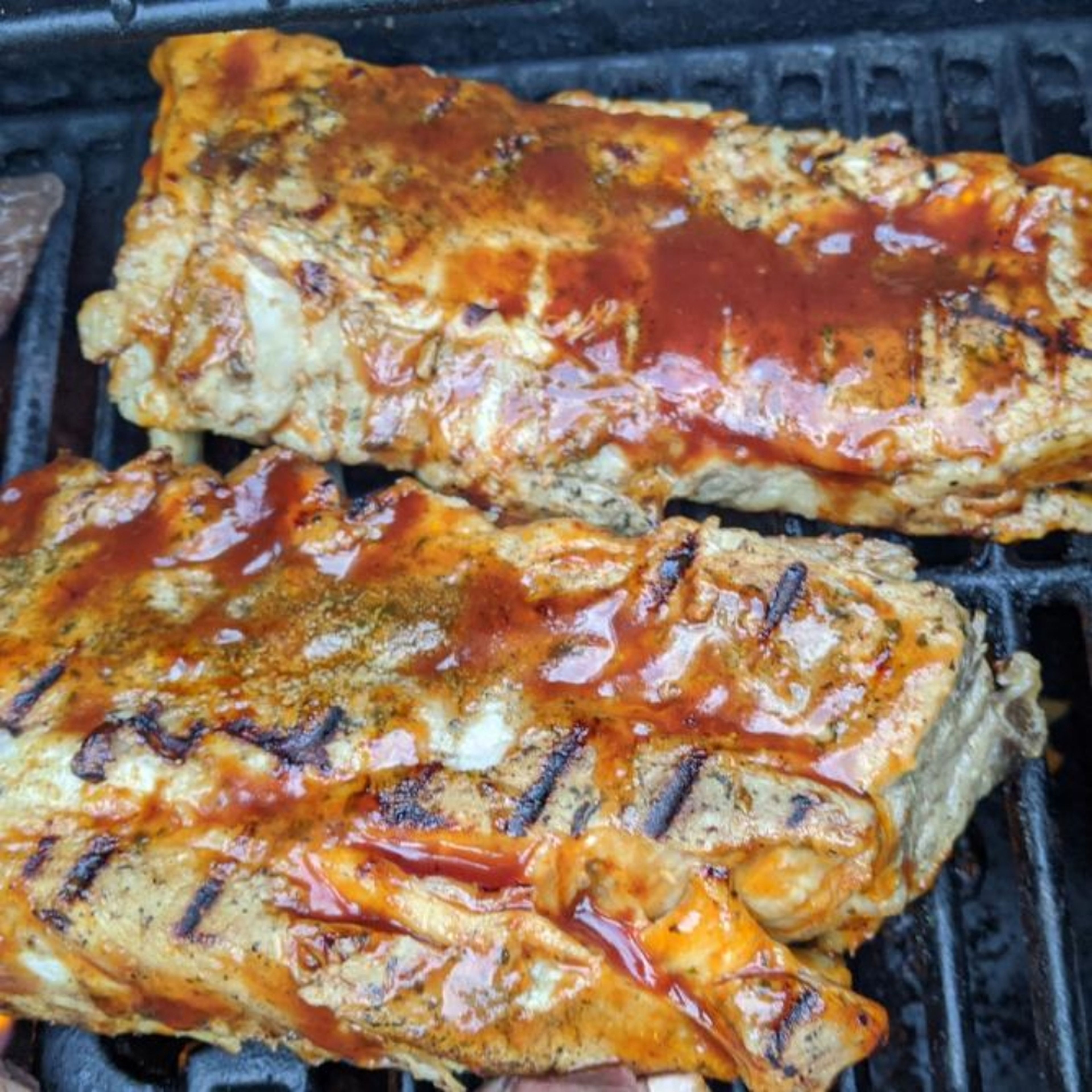 This step can be done in the oven see or next day, or you can take the cooled down ribs from the over to a cottage and put it on a BBQ. All you need to do is brush BBQ sauce on both sides and put it on BBQ or broil it in the oven for 5 minutes.