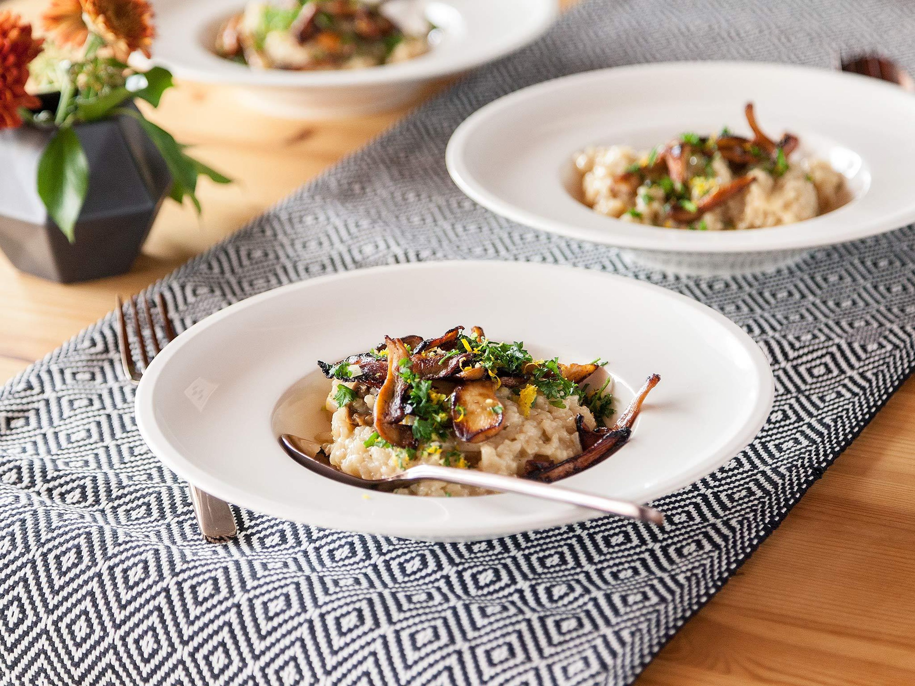 Mushroom risotto with gremolata