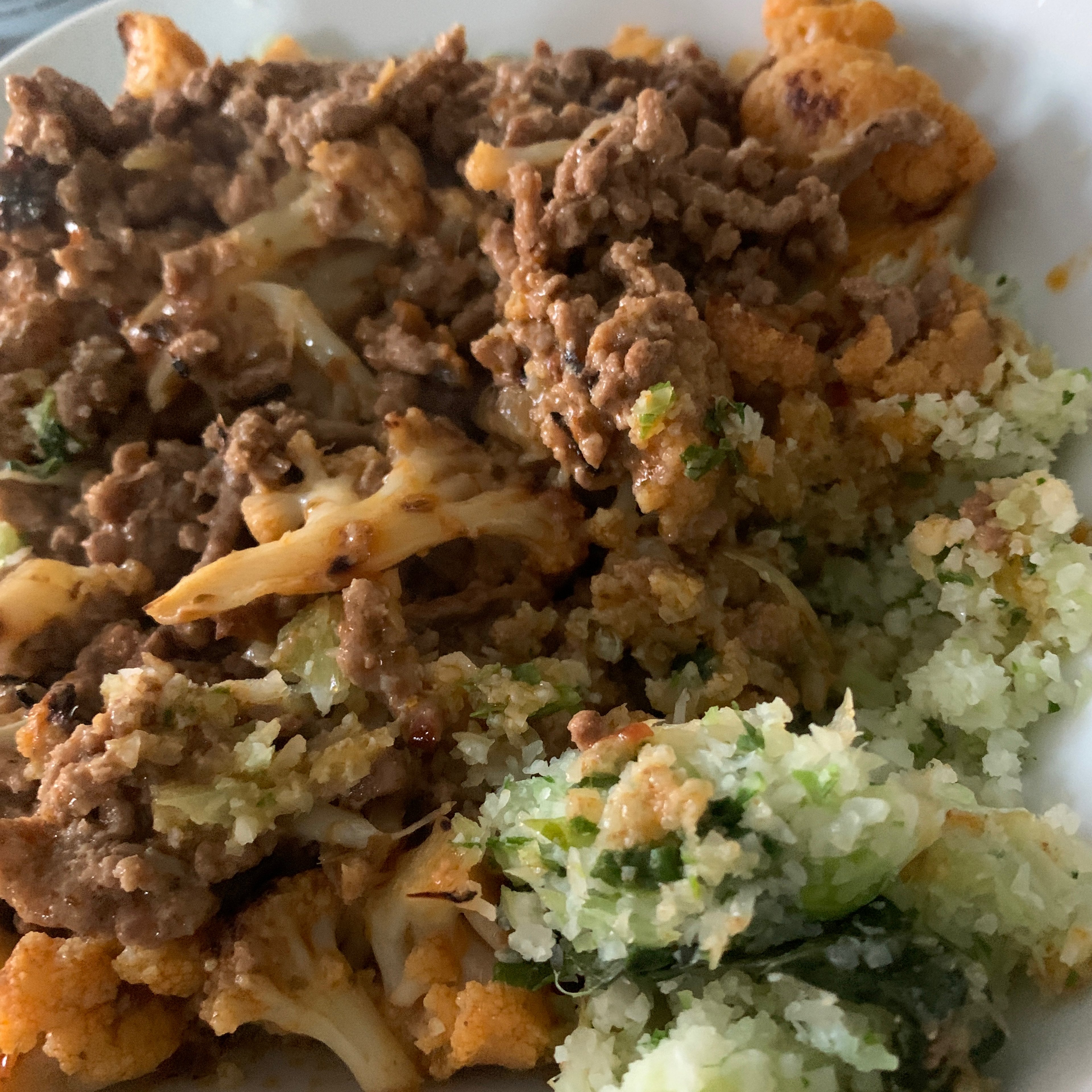 Spicy Beef with Charred Cauliflower & Cauliflower Rice