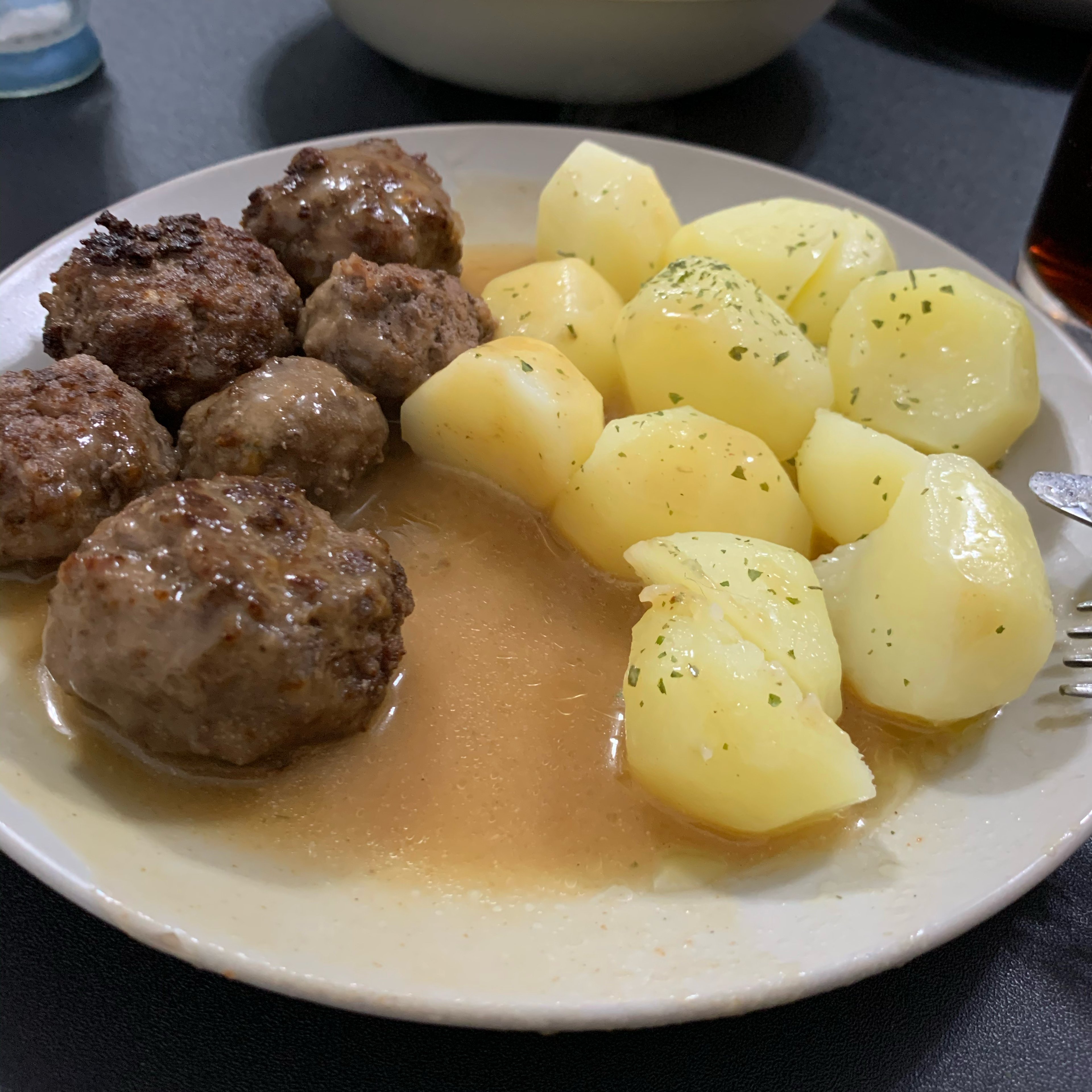 Meatballs and baby potatoes
