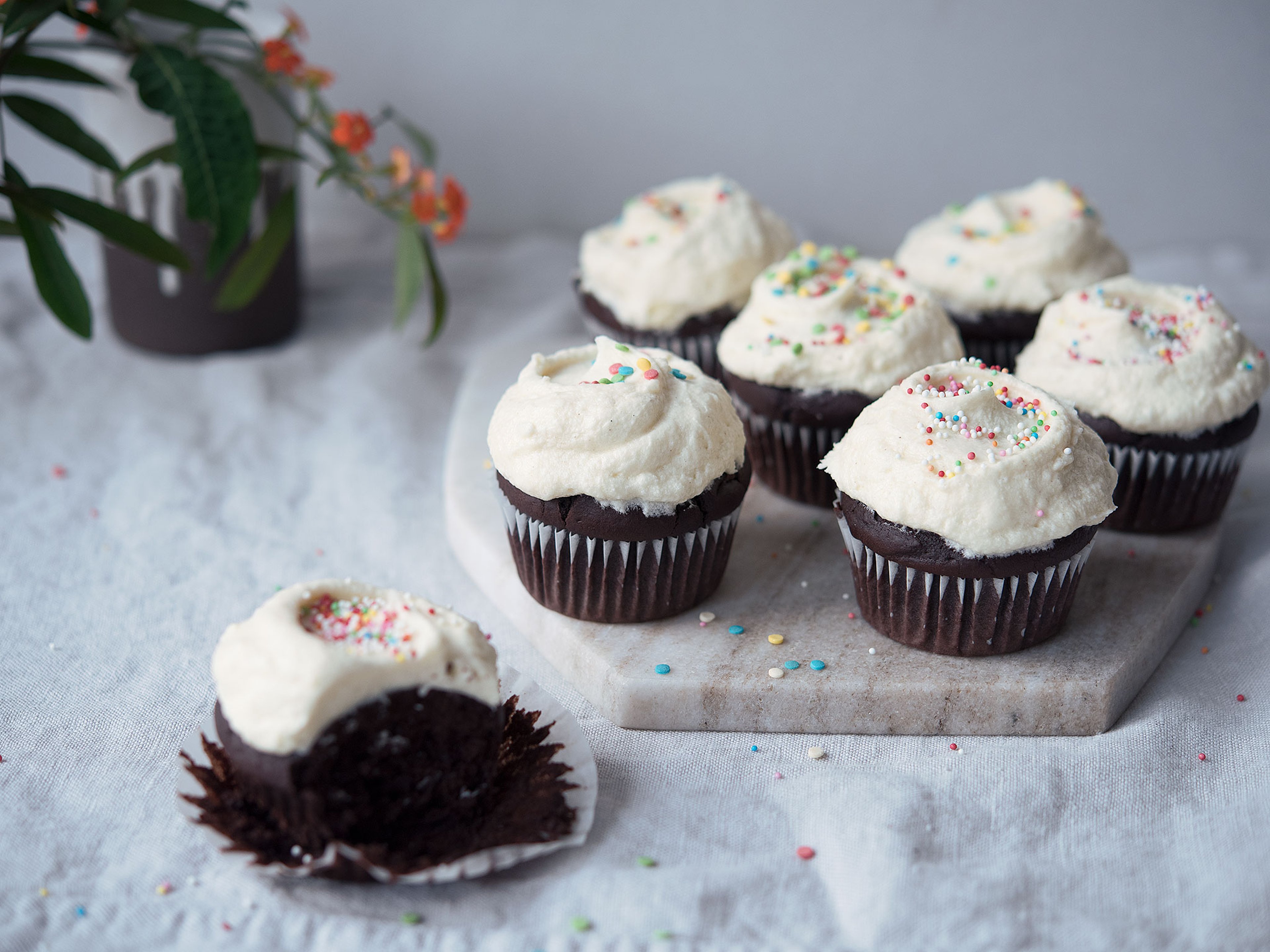 Chocolate birthday cupcakes