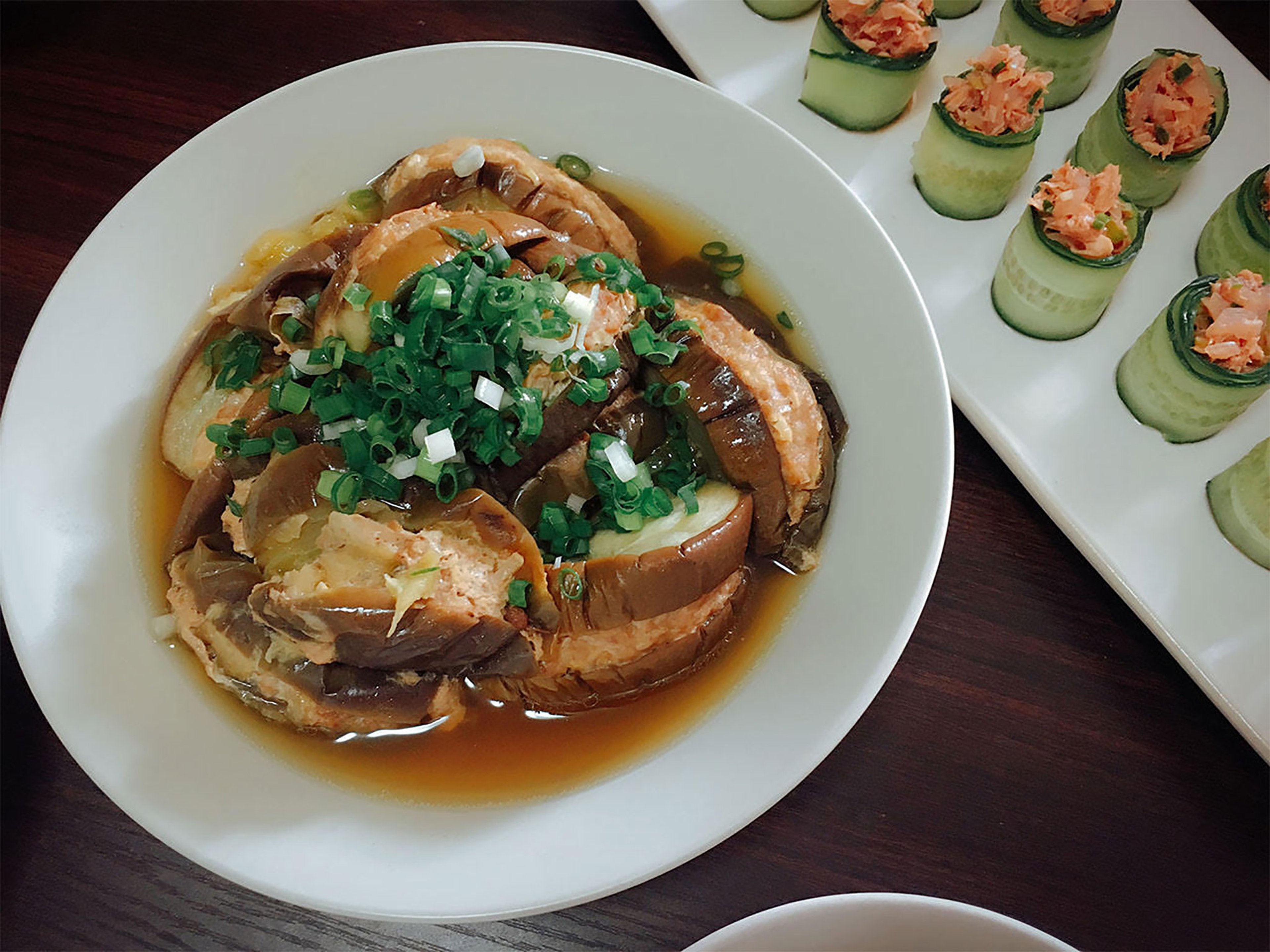 Chinese stuffed eggplant