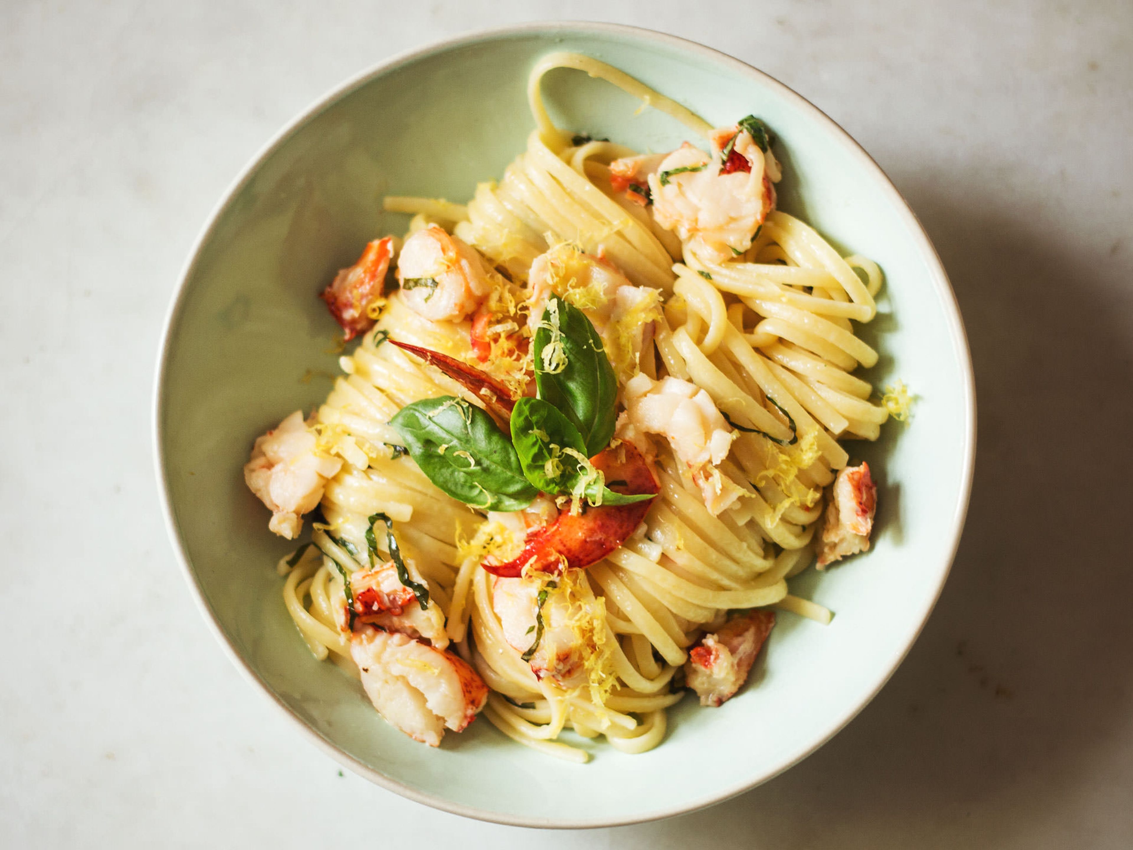 Linguine with lobster