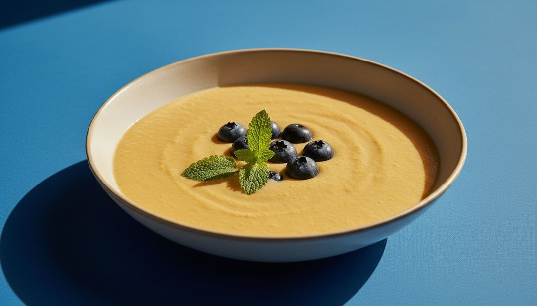 Zucchini-Kaltschale mit Aprikosen und Heidelbeeren