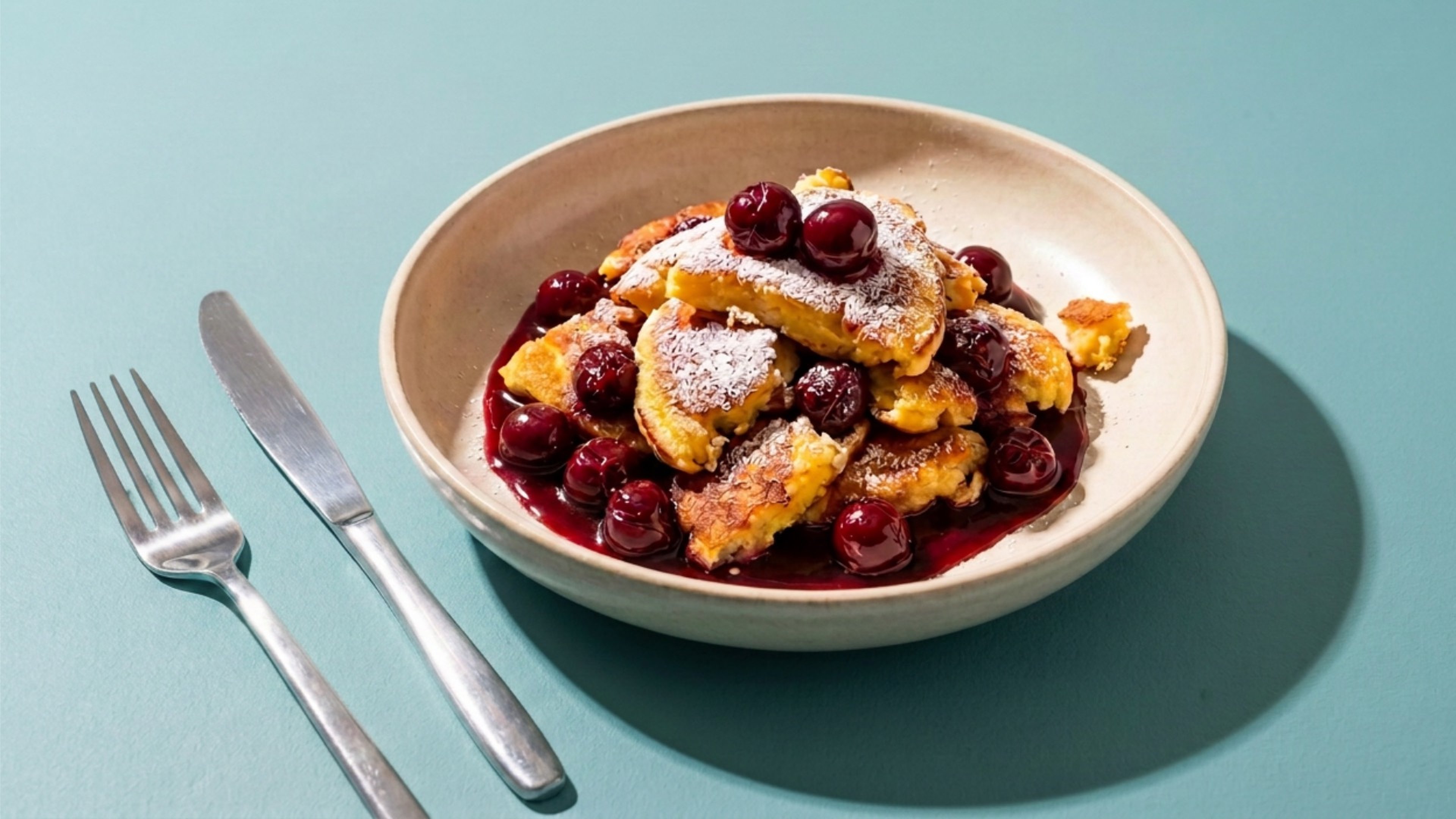 Fluffiger Kaiserschmarrn mit fruchtigen Kirschen