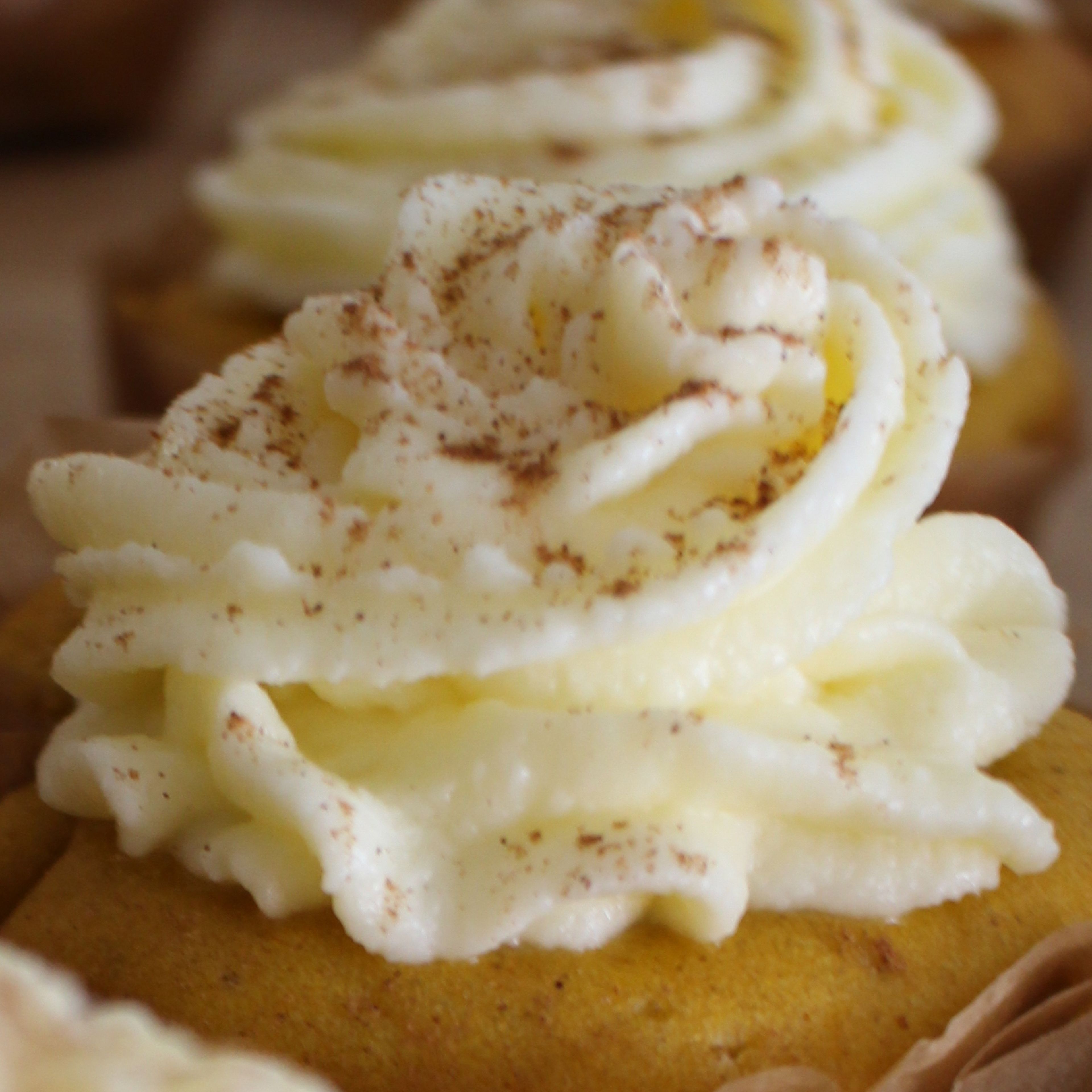 Für das Frosting die weiche Butter mit einem Mixer etwa 1 Minute lang rühren. 200 g des Puderzuckers dazugeben und 2 Minuten lang aufschlagen, bis die Farbe wieder hell geworden ist.Die restlichen 100 g Puderzucker dazugeben und ebenfalls einrühren. Den kalten Frischkäse in die Schüssel geben und per Hand mit einem Silikonschaber einarbeiten. Dabei nicht zu viel und wild rühren. Die Masse vor Gebrauch 15 Minuten in den Kühlschrank. Am Ende kann das Frosting mit Zimt garniert werden. Fertig!