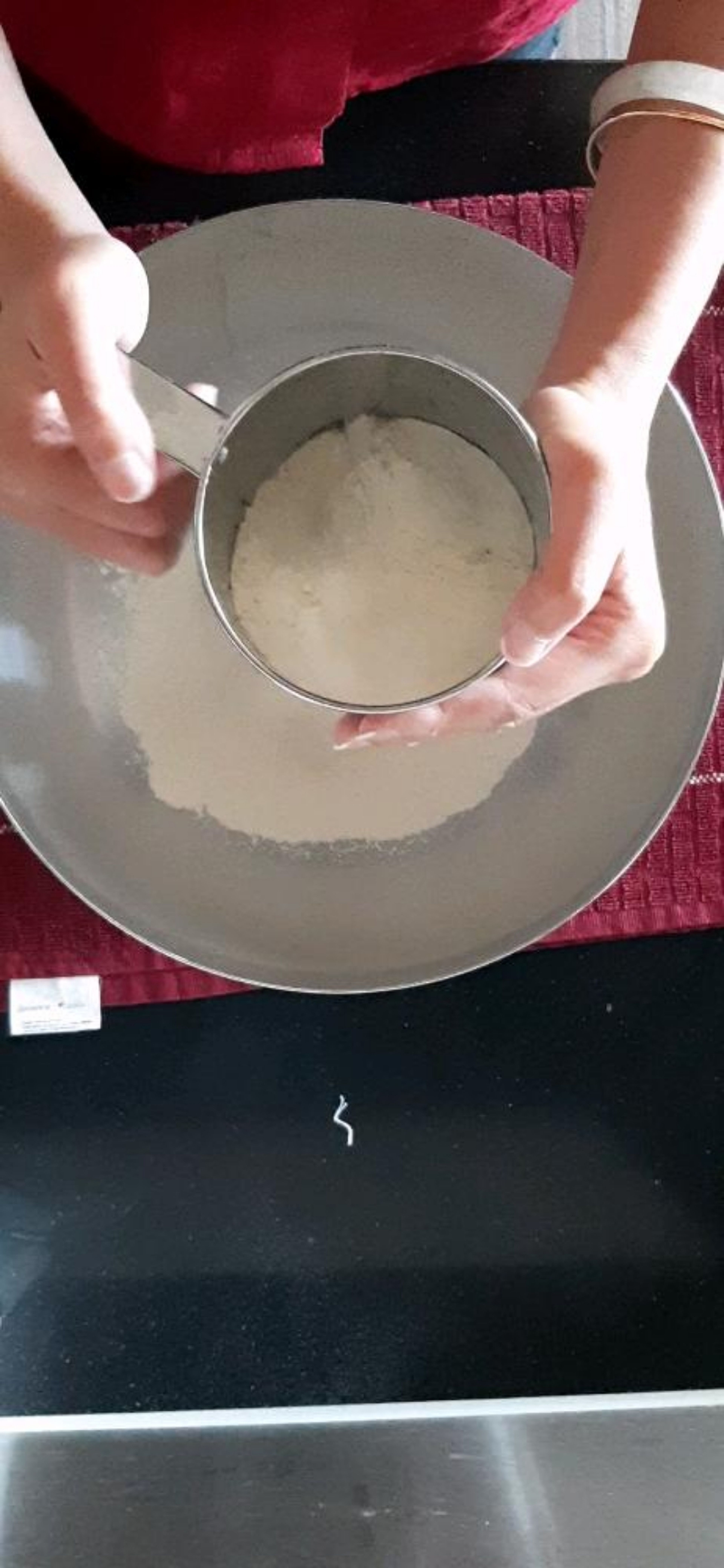 Sieve flour, baking powder and salt. Add sugar.