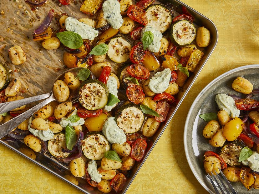 Gnocchi tray bake with Mediterranean vegetables