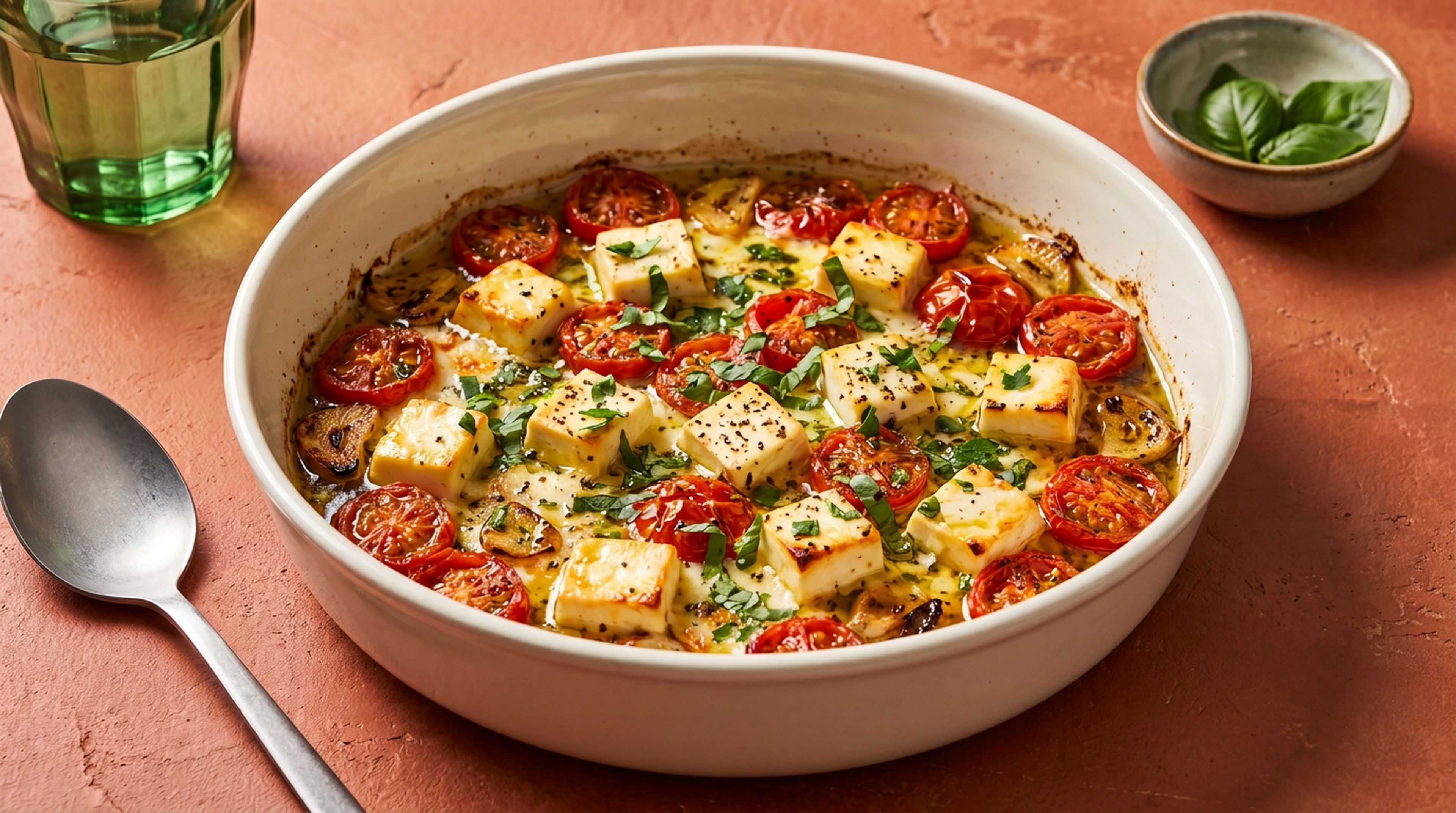 Schneller Feta-Tomaten-Auflauf mit Knoblauch und Kräutern
