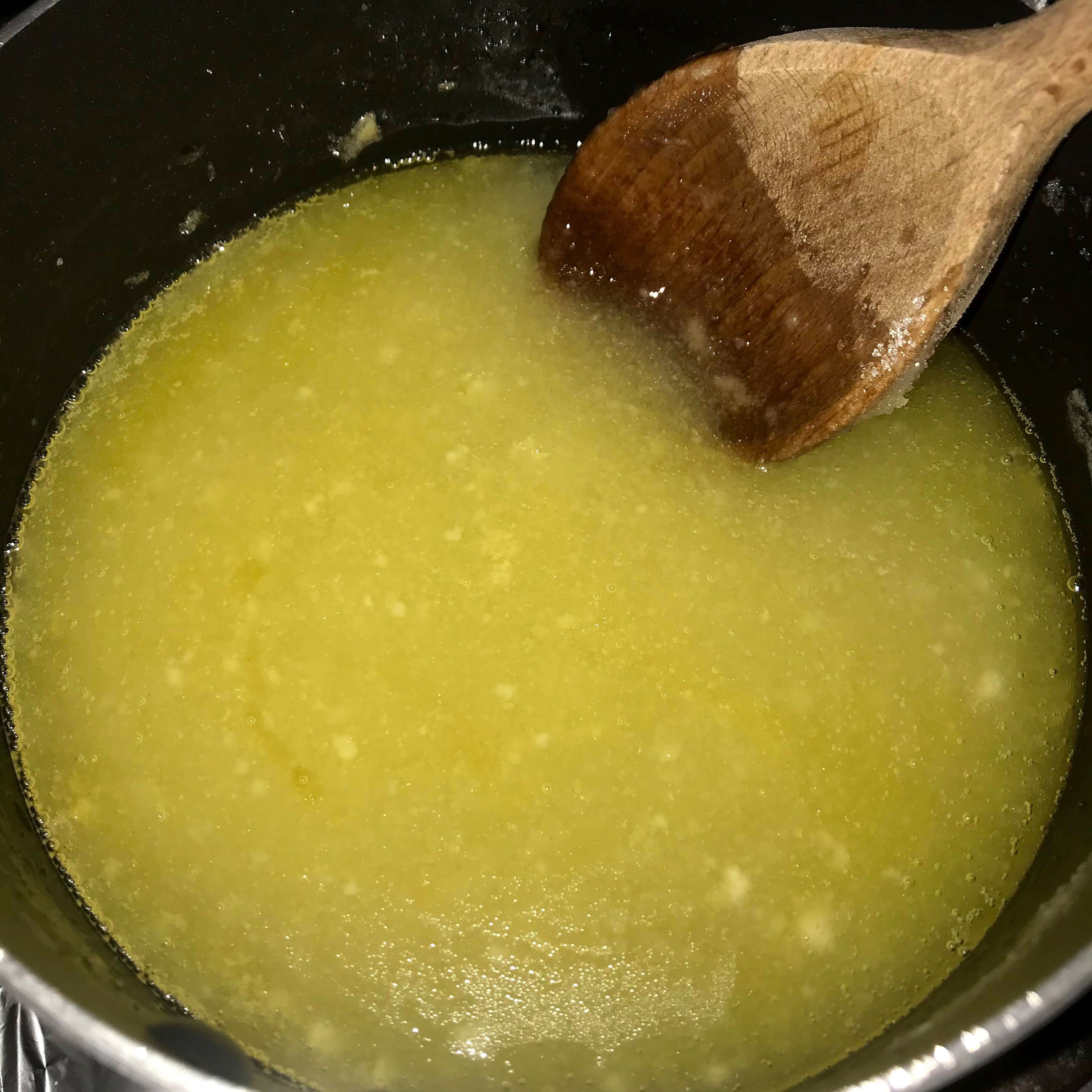 Melt the butter in a saucepan. Mix in the flour then simmer for 1 minute, mixing continuously. Mix in the water, sugar and bring to a boil. Next,reduce the heat and continue simmering for 3 more minutes, mixing regularly.