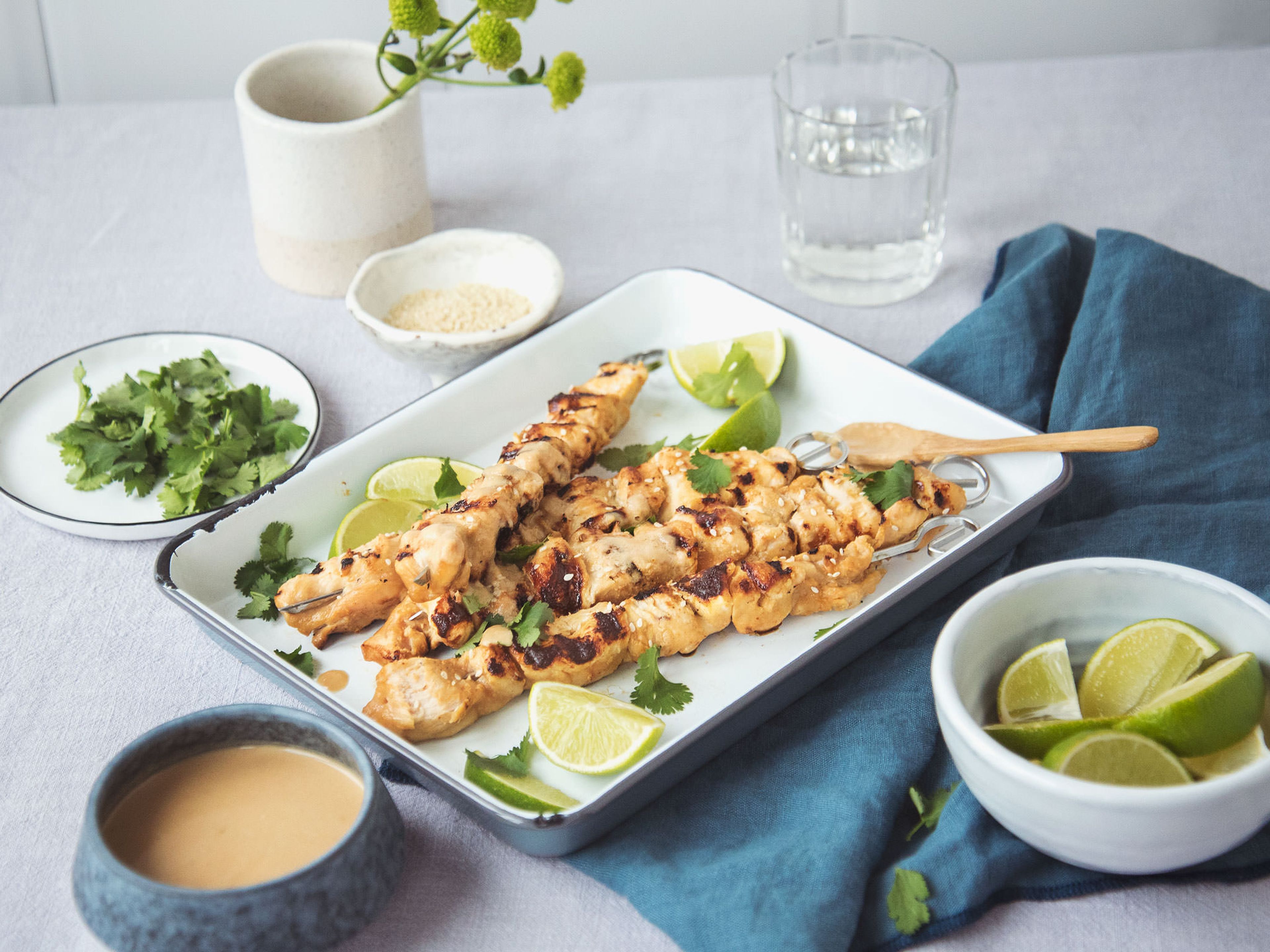 Chicken satay with peanut sauce