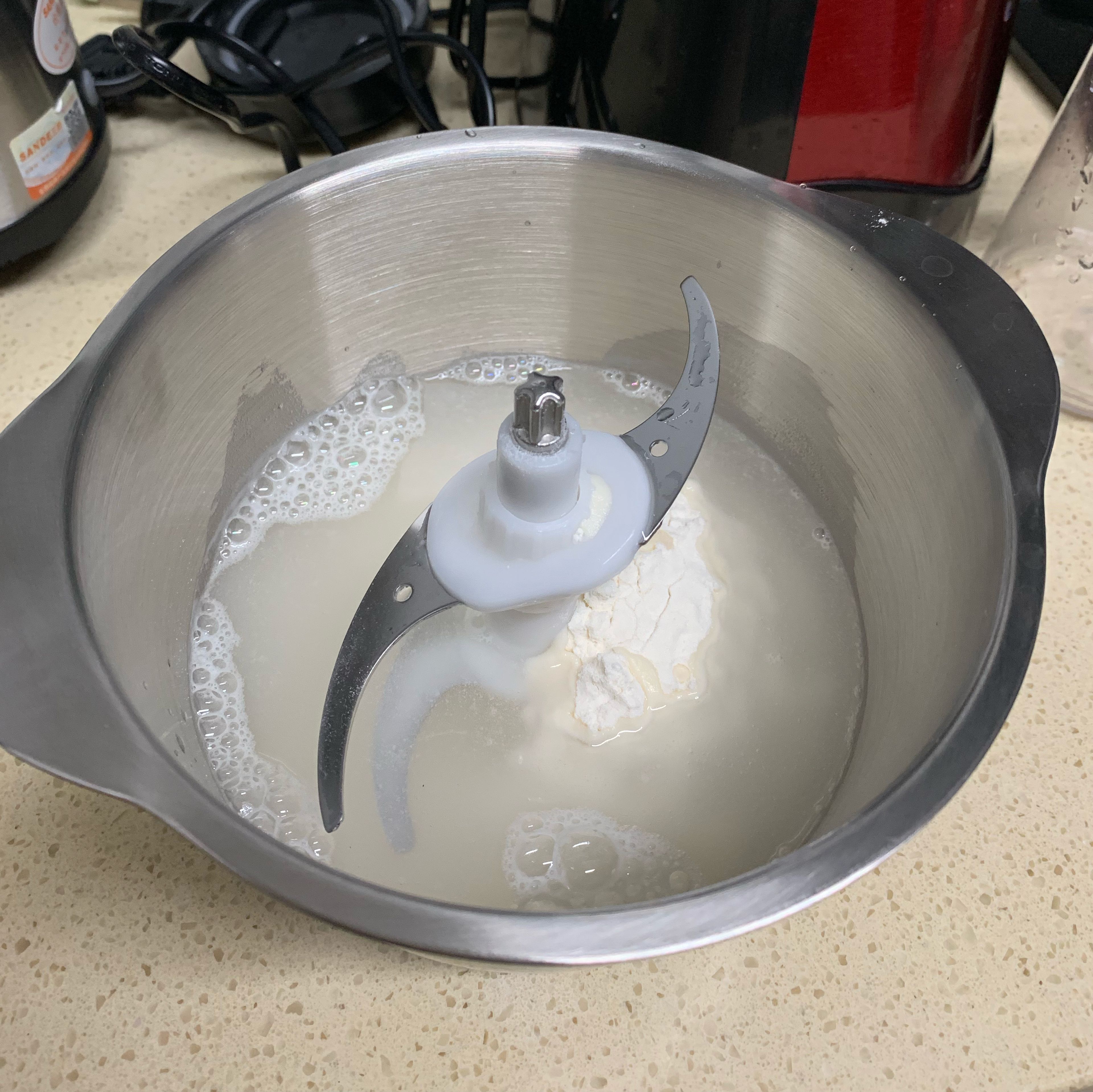 In a mixer beat together flour, a pinch of salt, and water for 5 minutes until a smooth dough forms.
