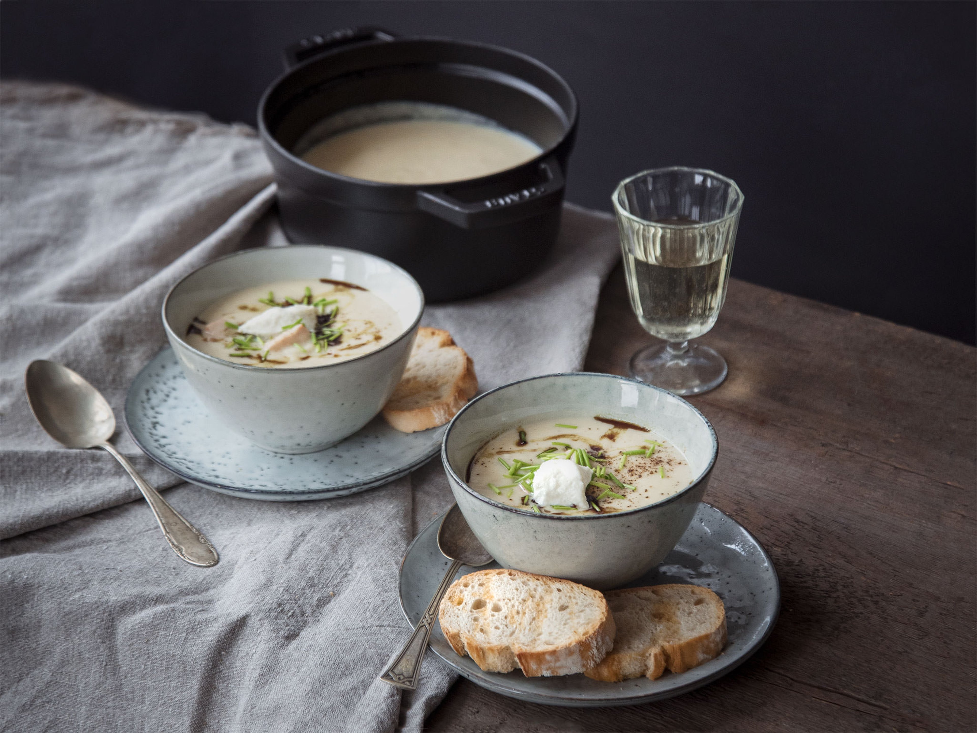 Salmon celery soup