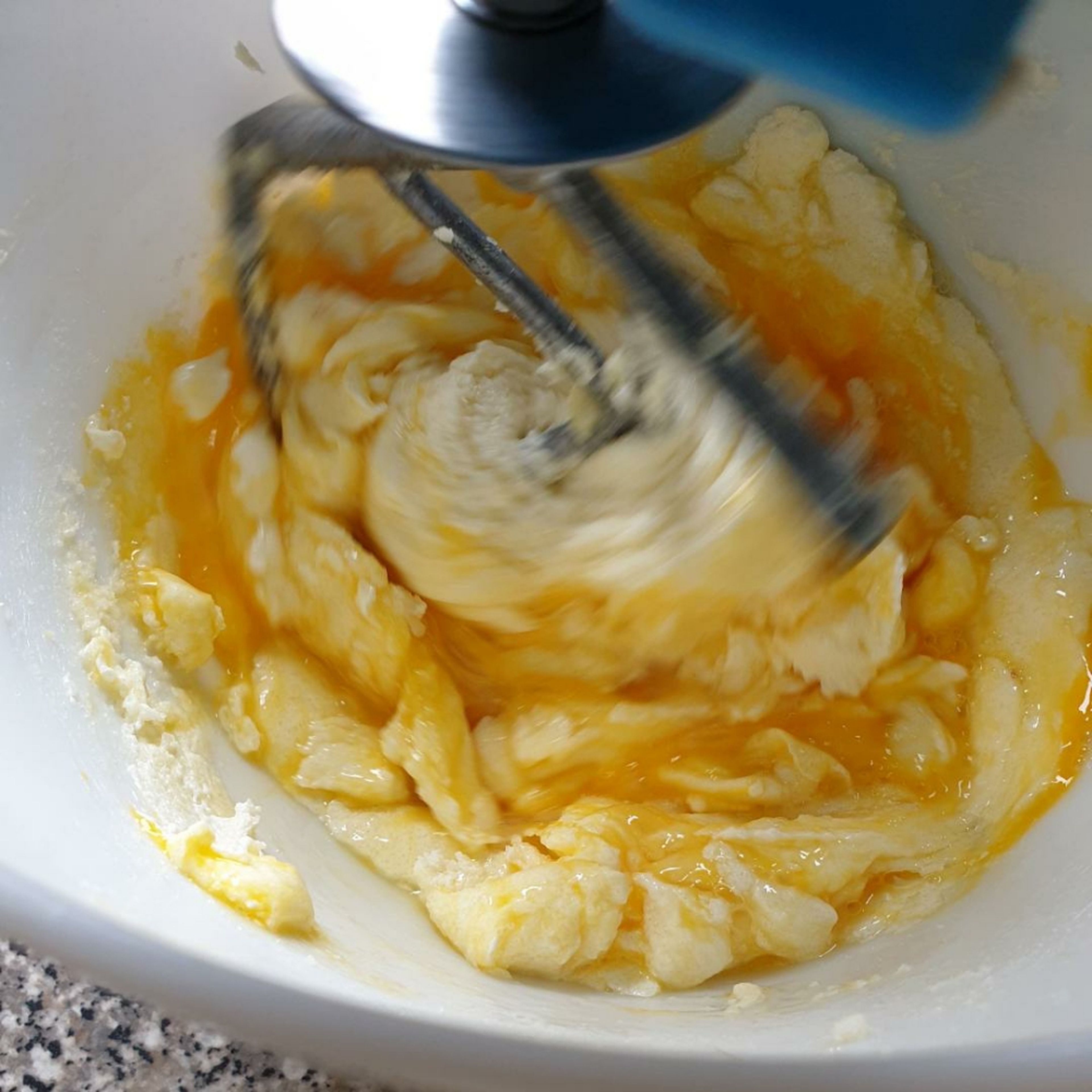 Add the eggs and continue beating the mixture, till combined.