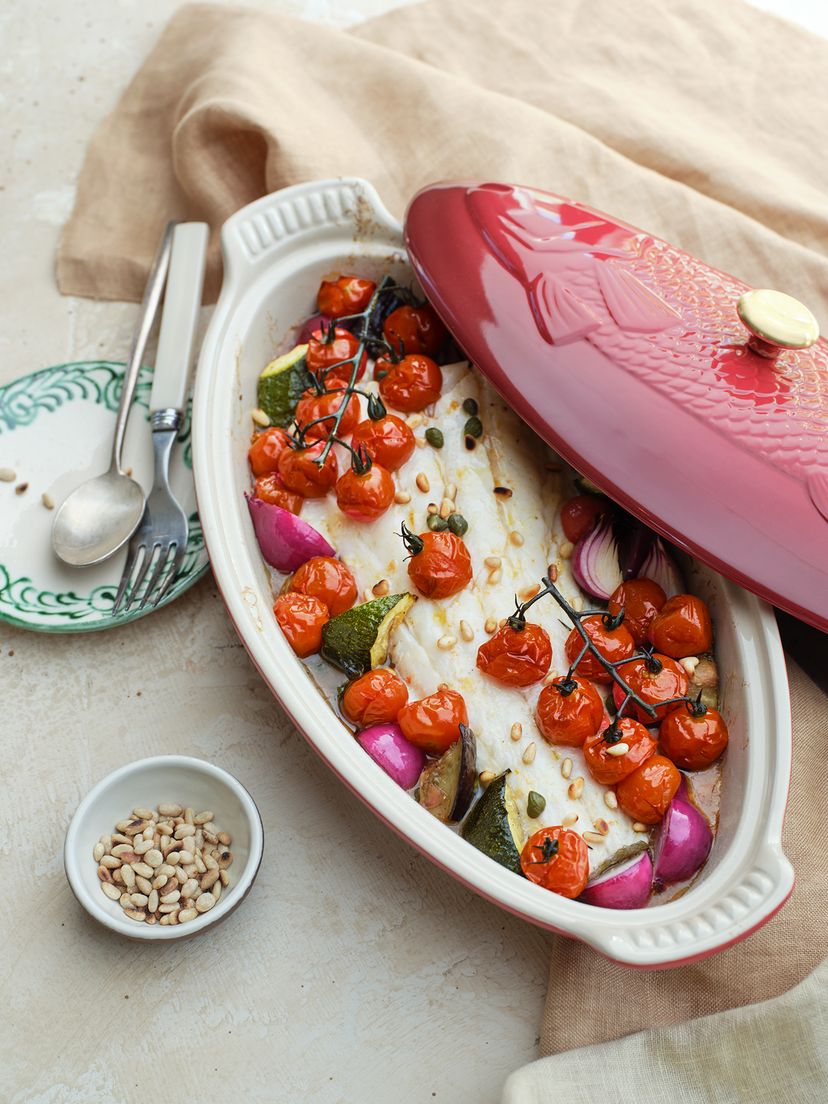 Kabeljau-Caponata mit Honigtomaten