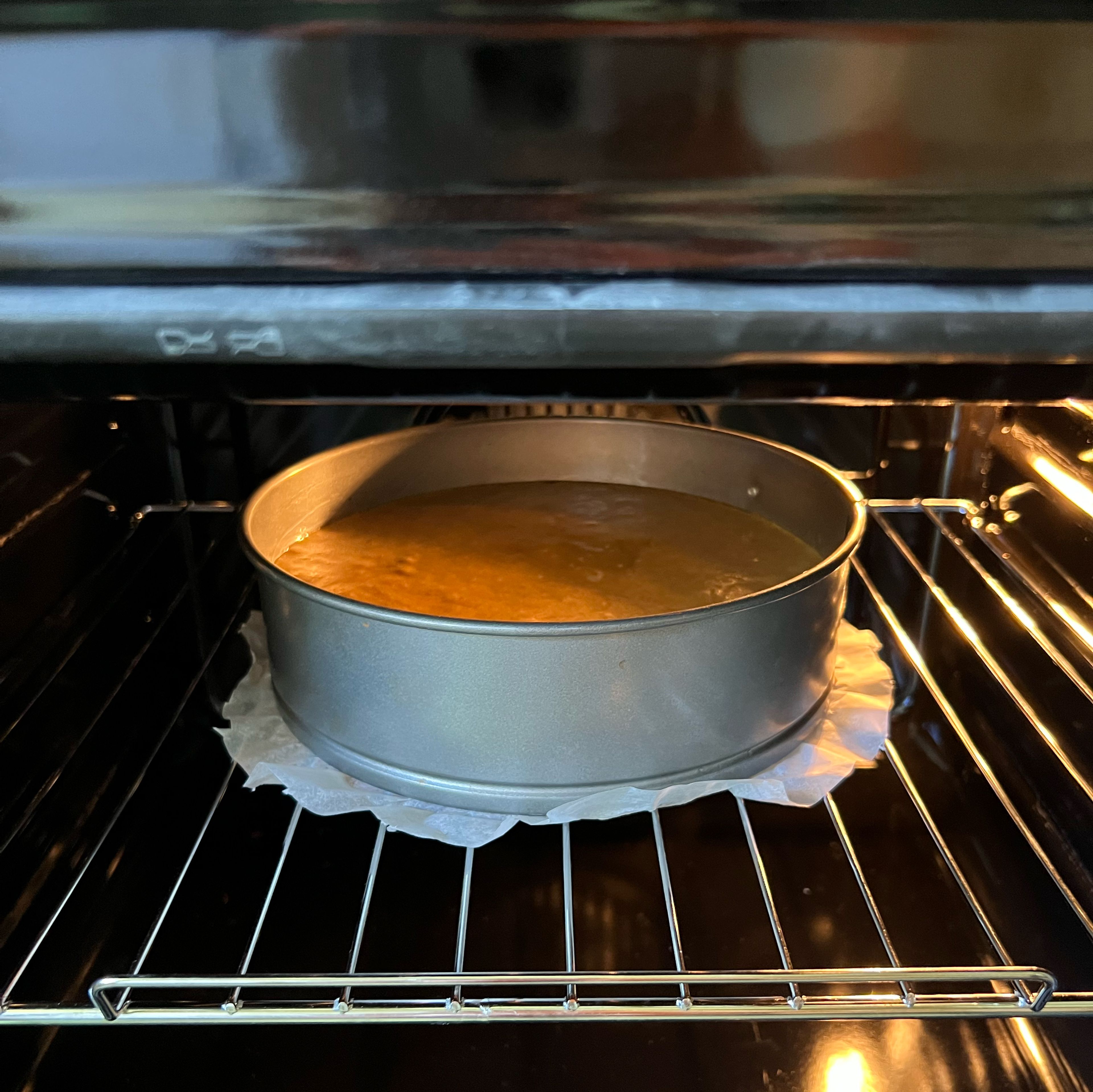 Put the pan into the preheated oven 180°C for about 35-40 min. You can check the dough with a toothpick if it's ready or not. 
