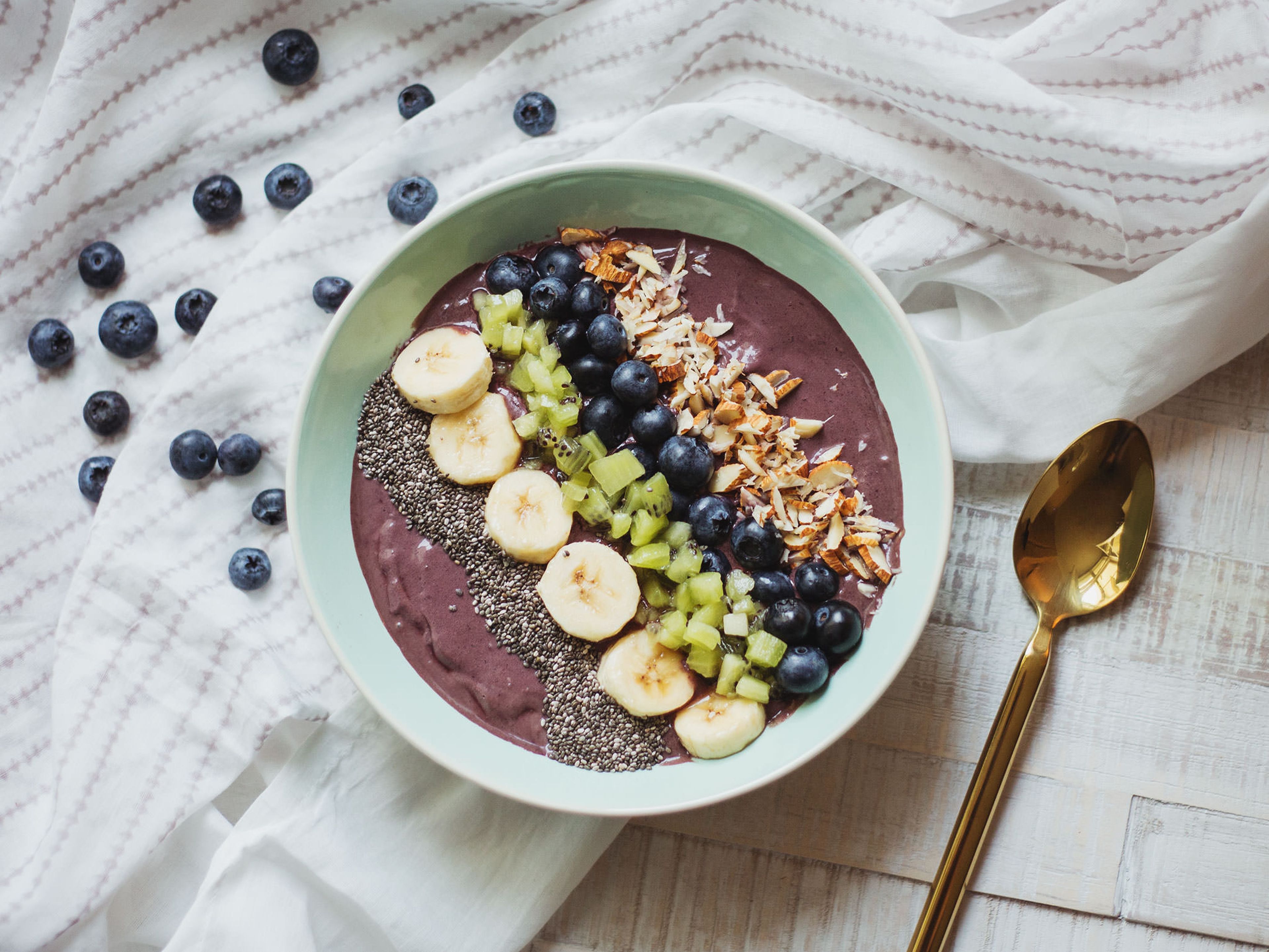 Colorful acai breakfast bowl