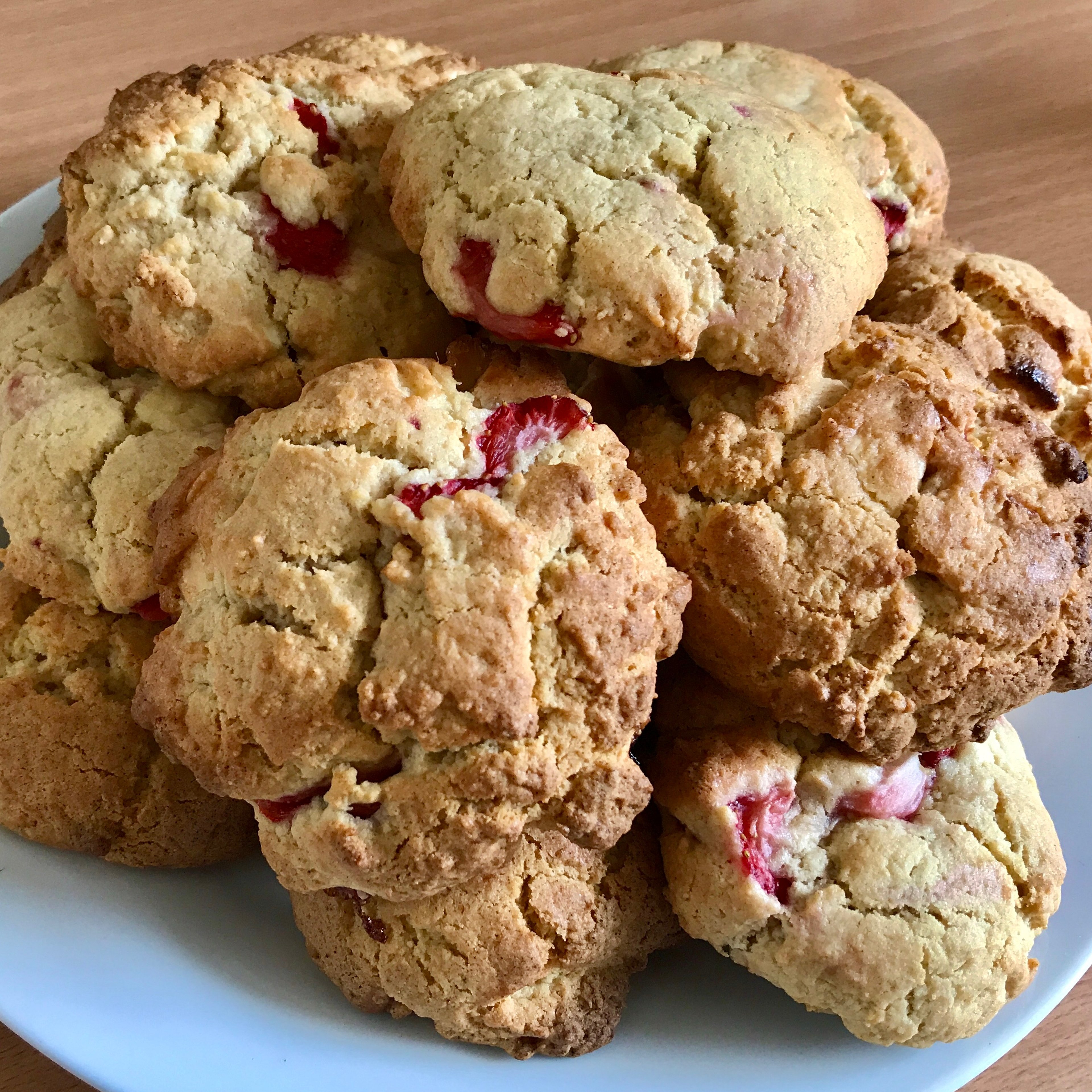 Gooey White Chocolate and Strawberry Cookies