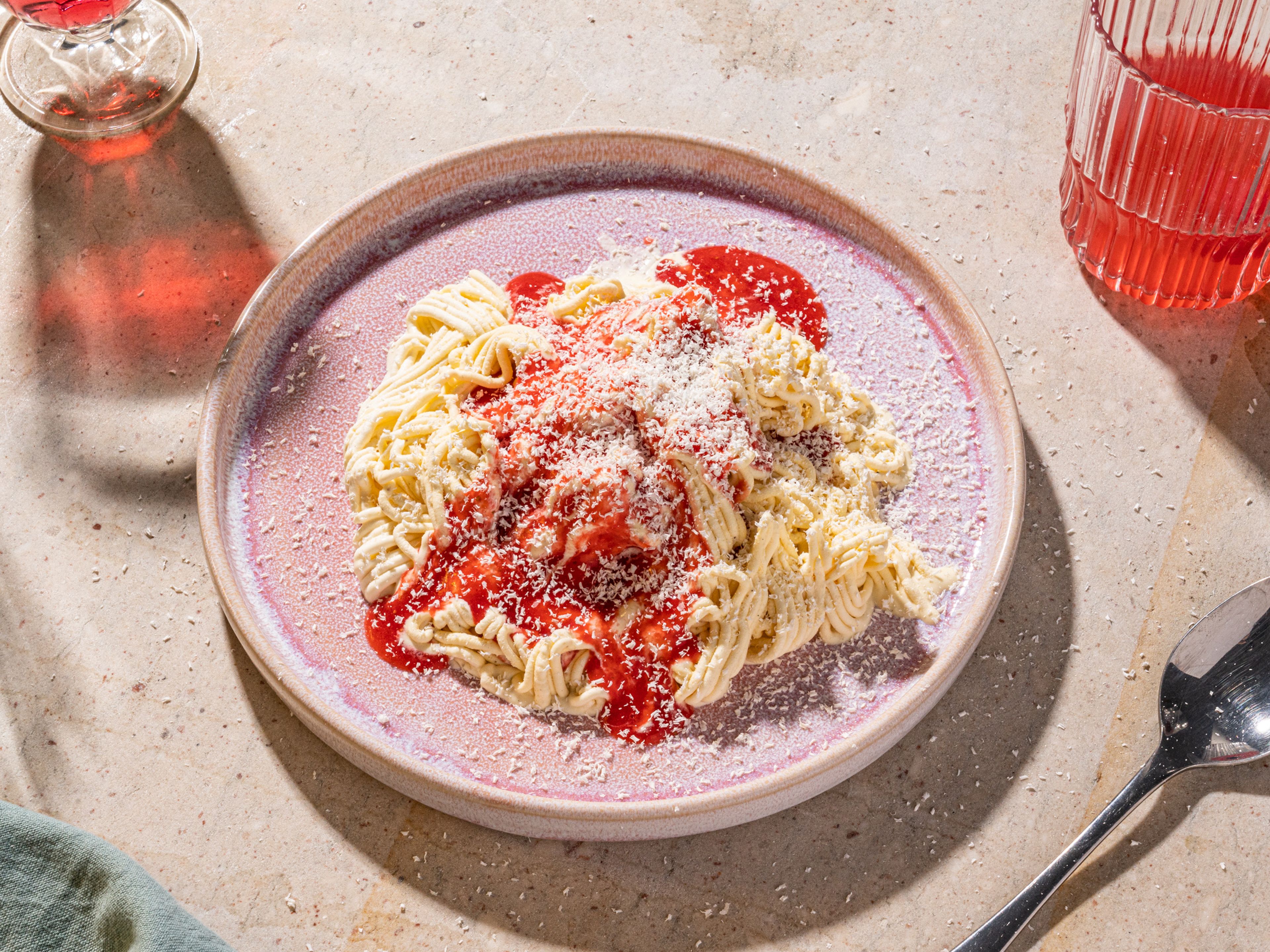 Homemade Spaghettieis (German ice cream sundae)