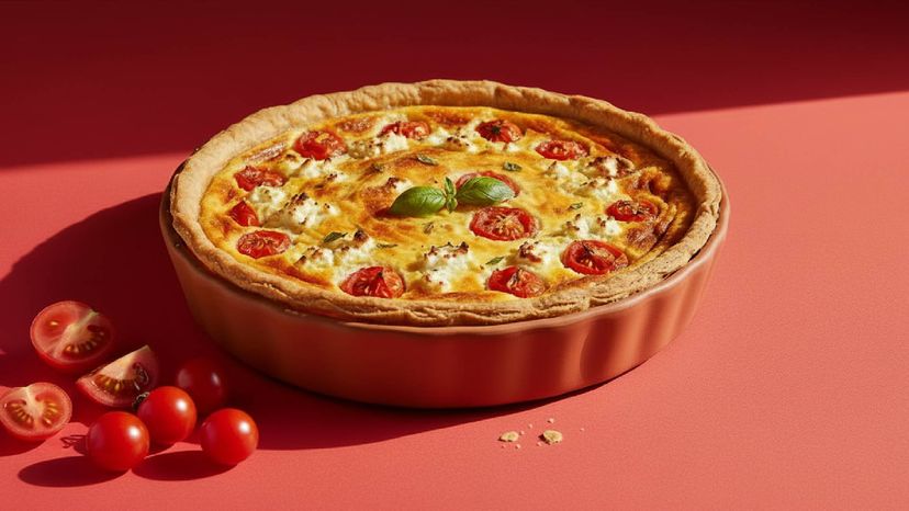 Herzhafte Quiche mit Kirschtomaten und würzigem Feta