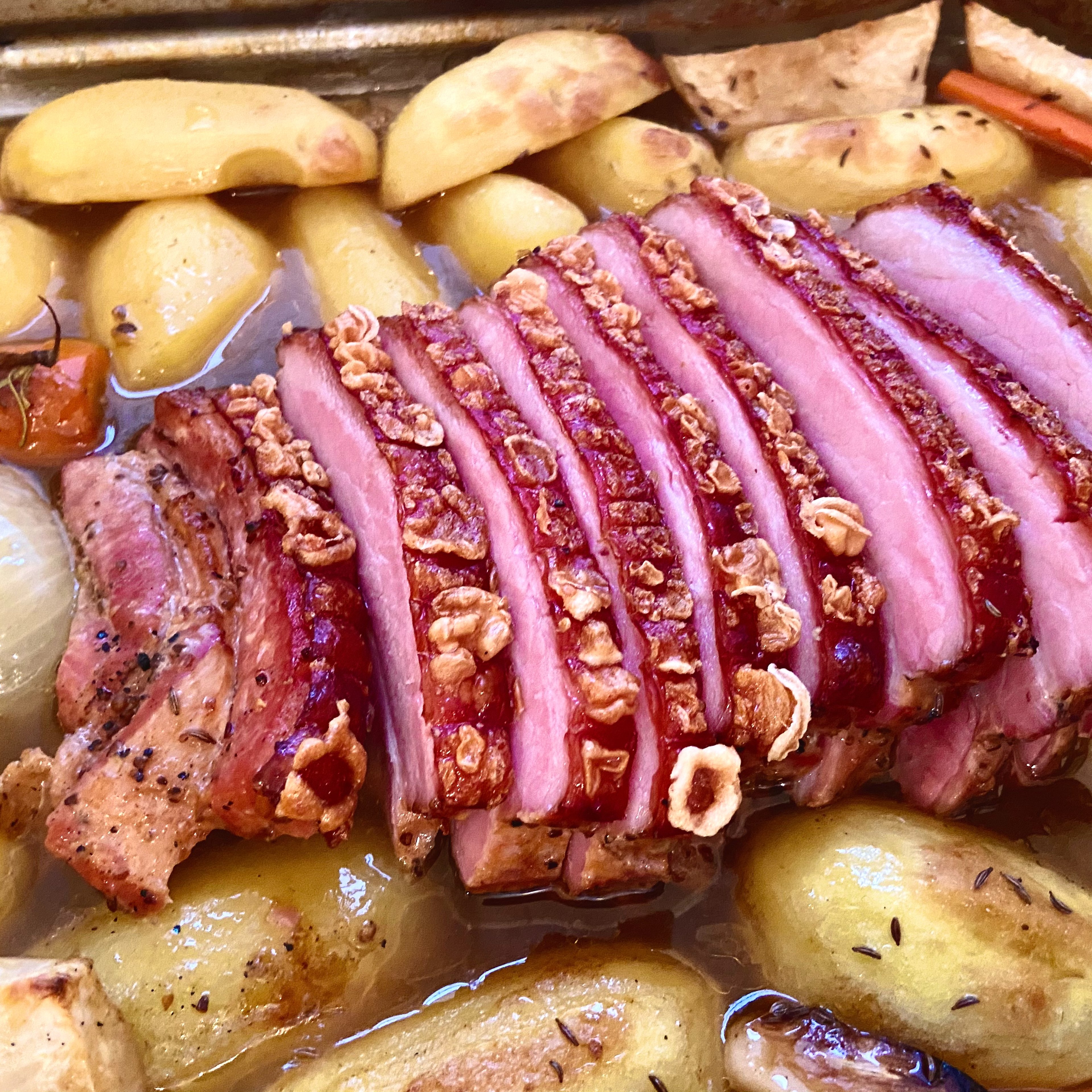 Grandma's pork roast with sauerkraut & bread dumplings