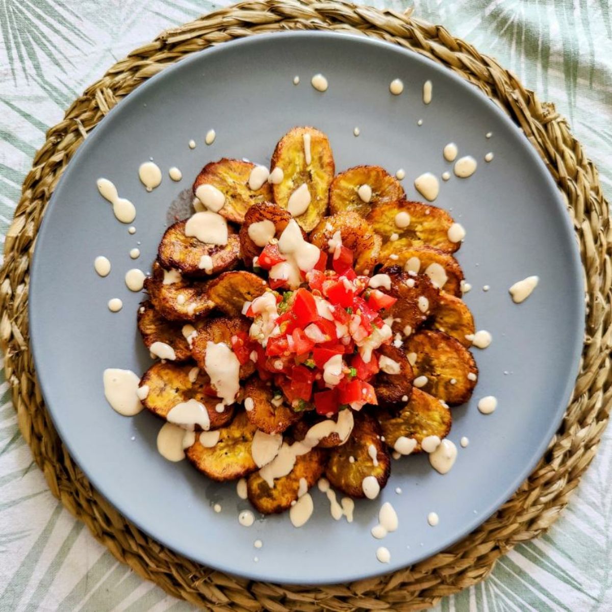 Fried Sweet Plantains w/ Bruschetta &amp; Chipotle Drizzle | Recipe | Kitchen Stories