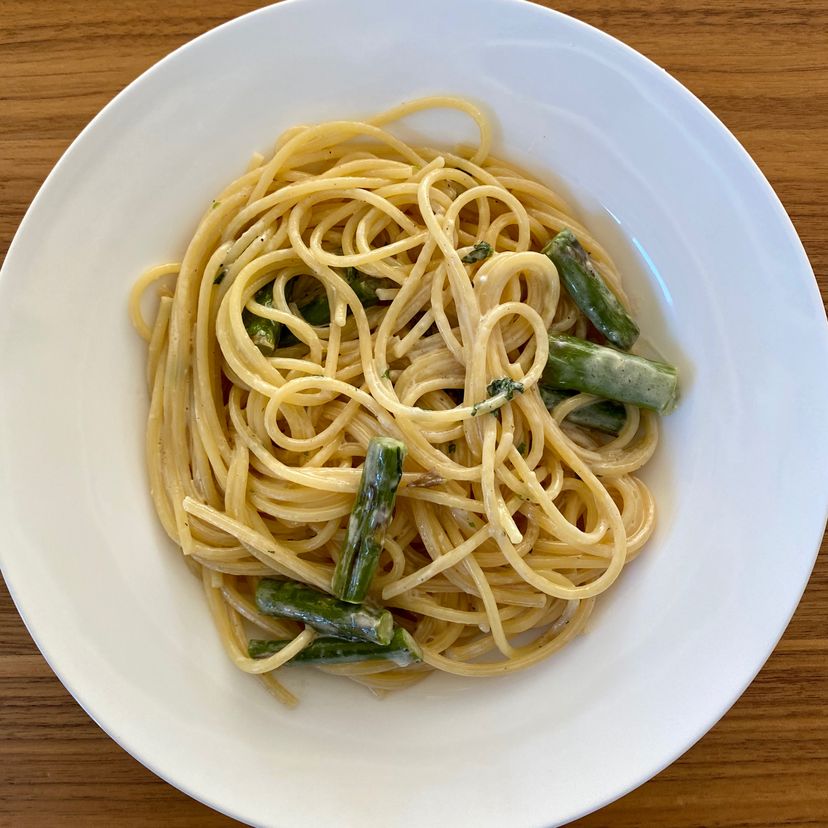 Spaghetti mit grünem Spargel