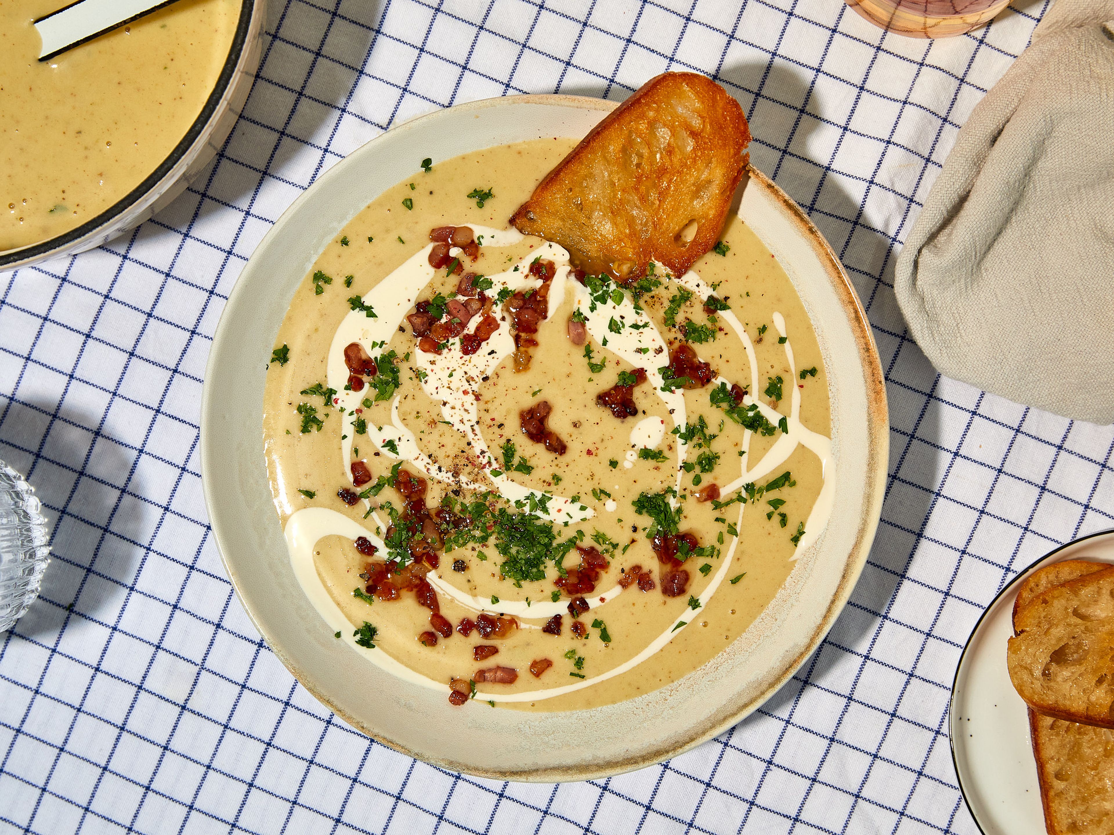 Hearty roasted potato soup